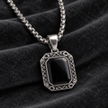 Modern Silver Chain with Black Pendant - Men's Jewellery - Jaipuri Crown