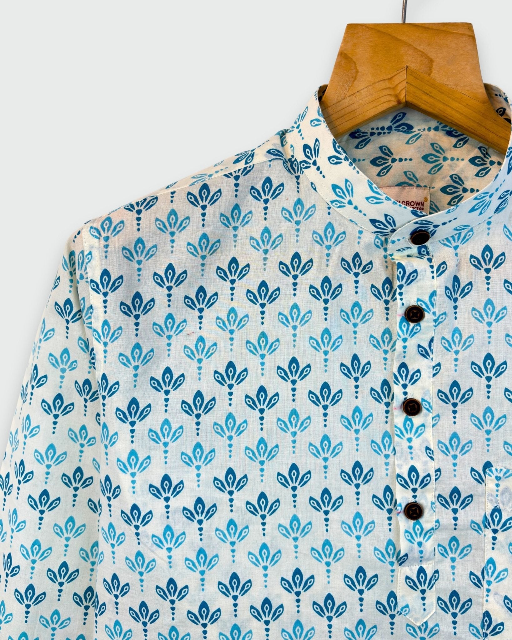 Monsoon Buds – Handprinted Short Kurta - Jaipuri Crown
