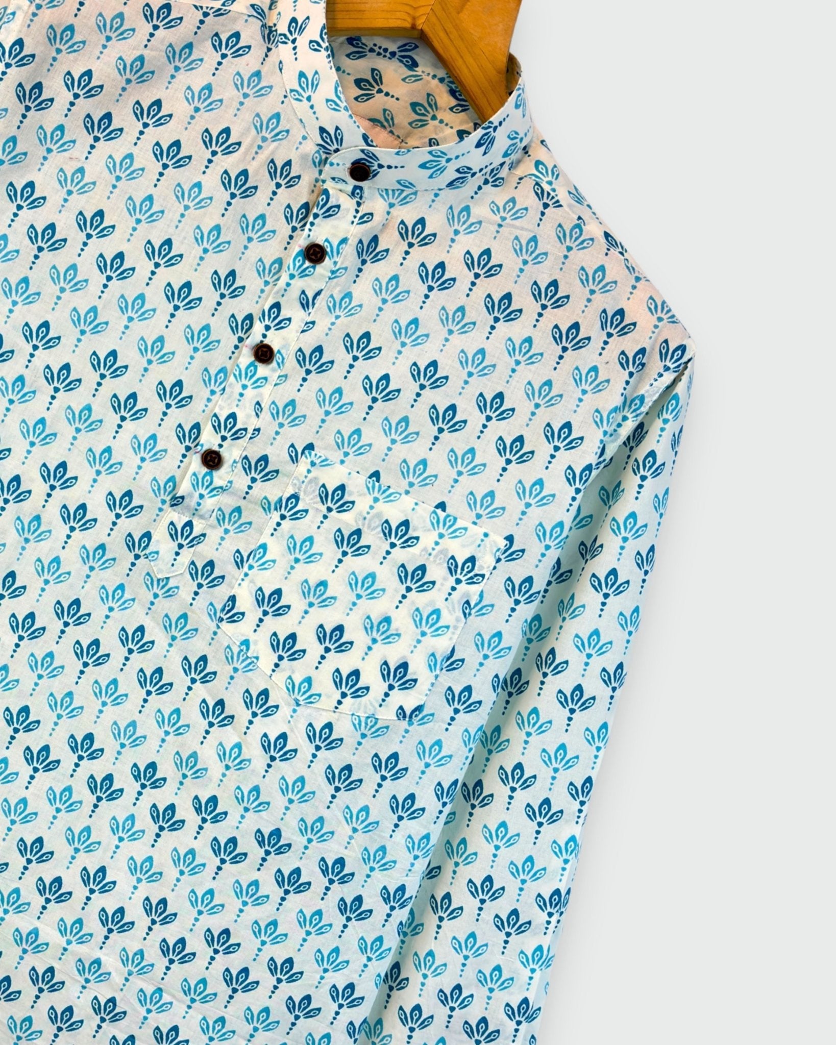 Monsoon Buds – Handprinted Short Kurta - Jaipuri Crown