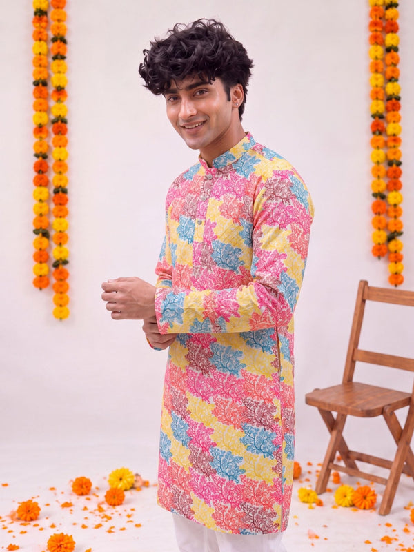 Multi-Color Floral – Printed Plan Long Kurta - Jaipuri Crown