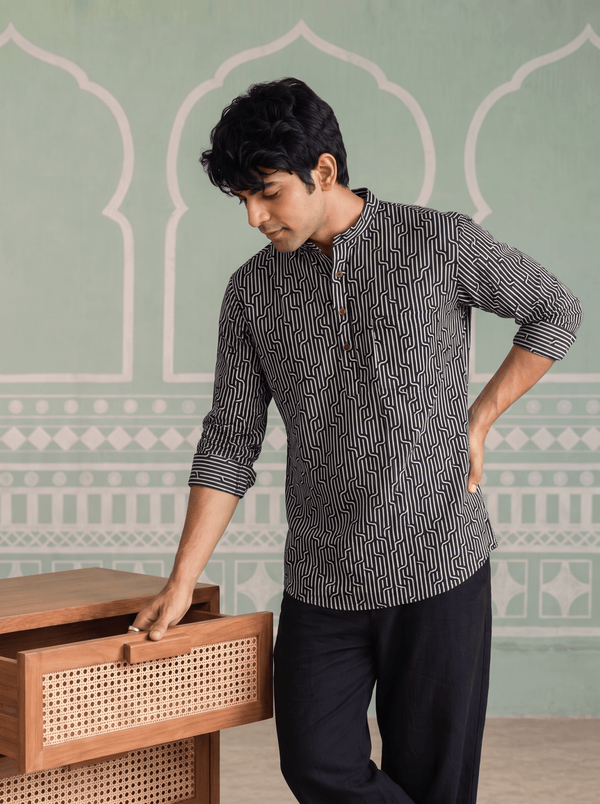 Mystic Maze – Printed Cotton Short Kurta - Jaipuri Crown