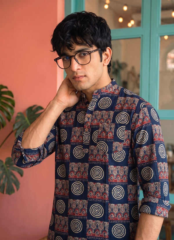 Mystic Swirls – Printed Cotton Short Kurta - Jaipuri Crown