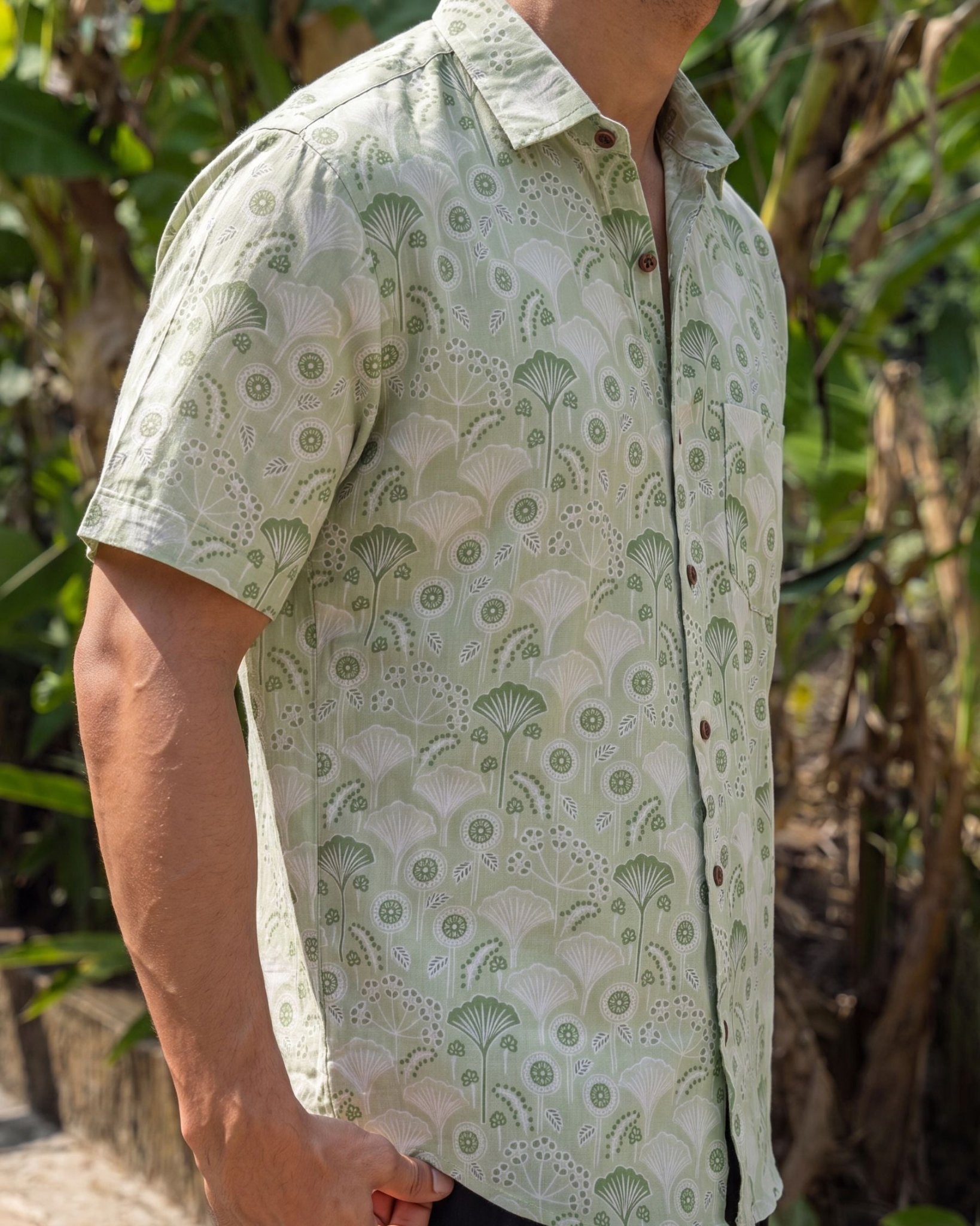 Nature's Charm – Printed Cotton Half Sleeve Shirt - Jaipuri Crown