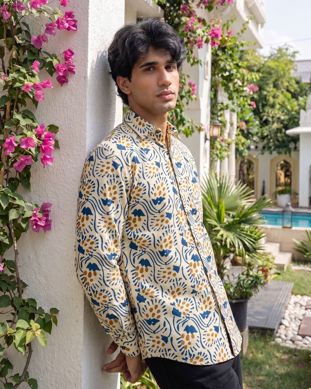 Nautical Waves – Printed Cotton Full Sleeve Shirt - Jaipuri Crown