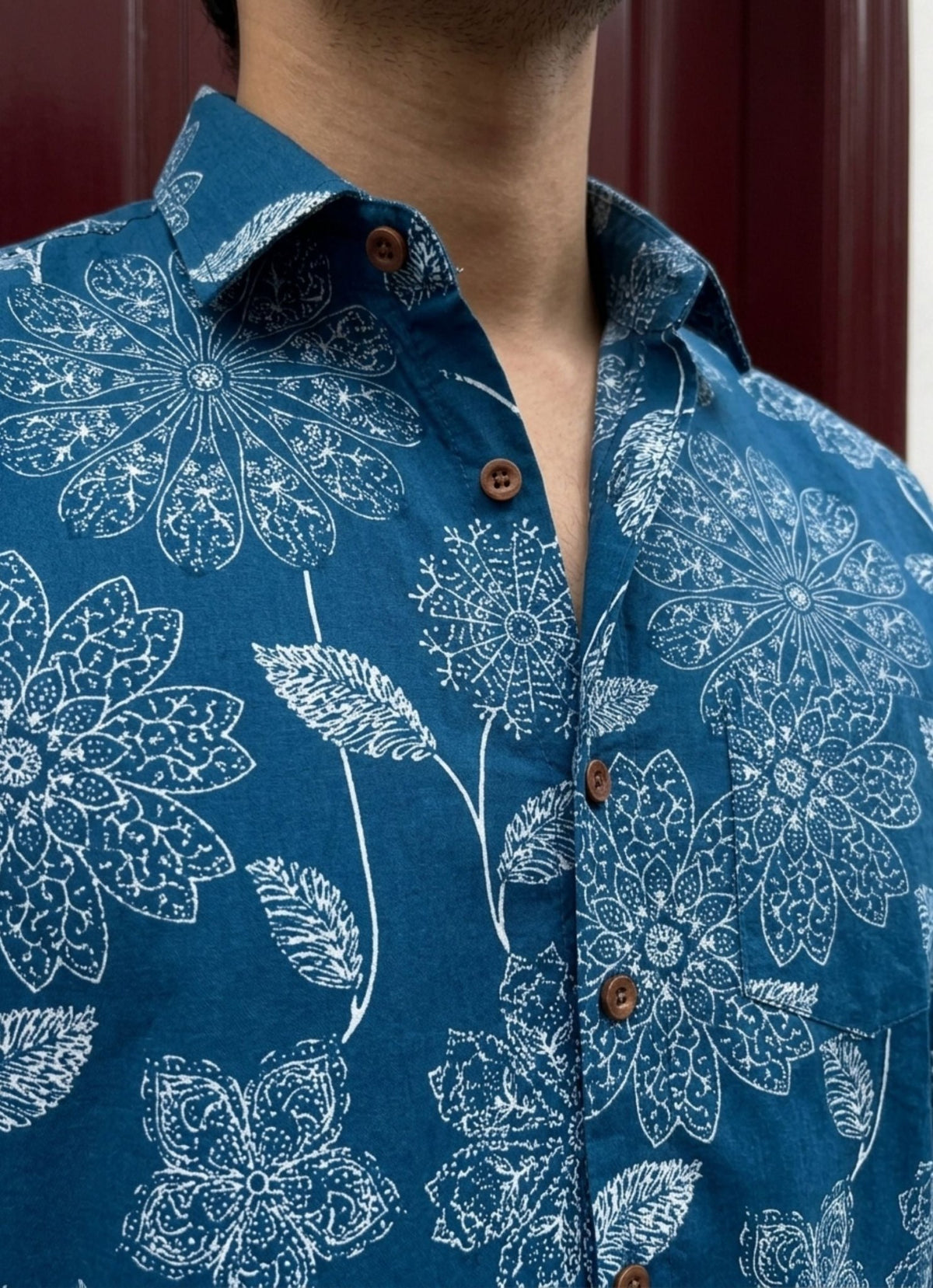 Navy Bloom – Printed Cotton Full Sleeve Shirt - Jaipuri Crown