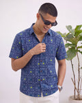 Navy Charm – Printed Cotton Half Sleeve - Jaipuri Crown