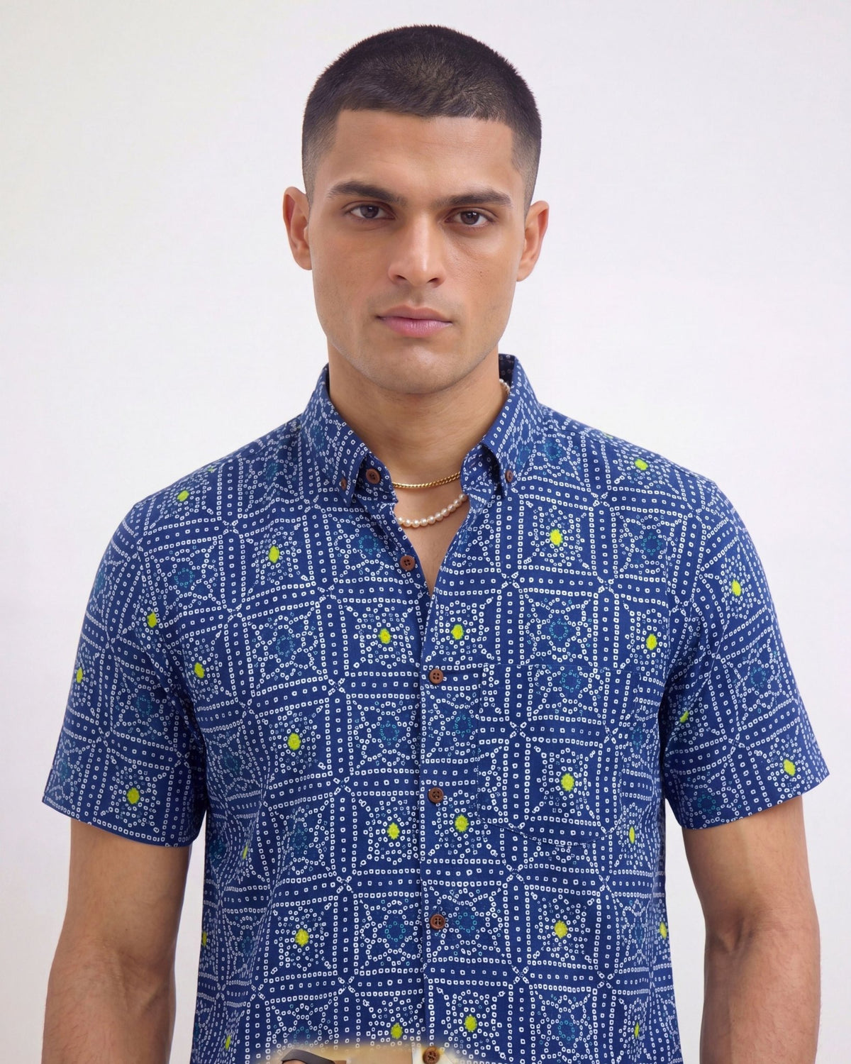 Navy Charm – Printed Cotton Half Sleeve - Jaipuri Crown