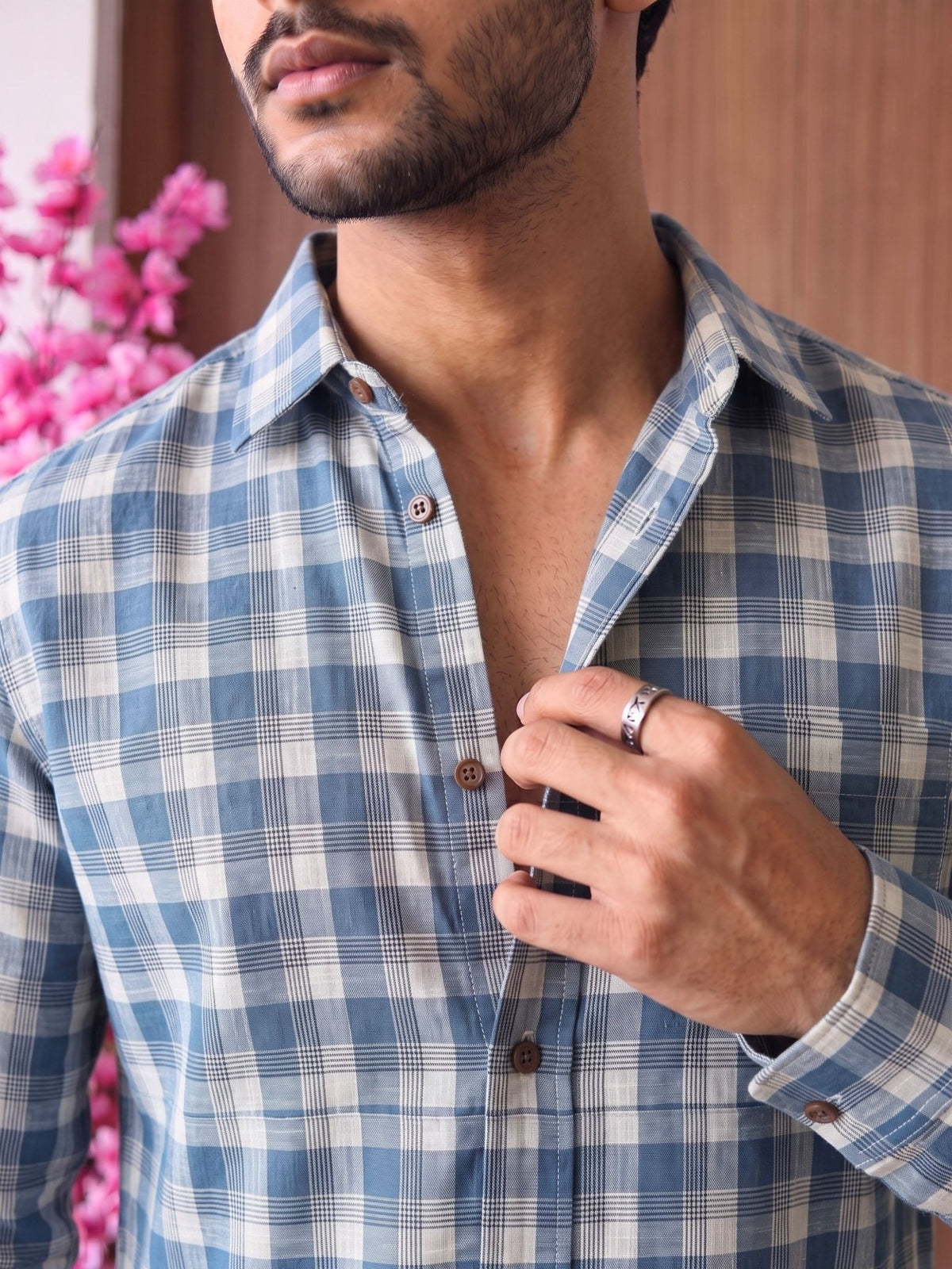 Navy Checkmate – Printed Cotton Full Sleeve Shirt - Jaipuri Crown