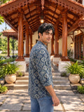 Navy Elegance – Printed Cotton Short Kurta - Jaipuri Crown
