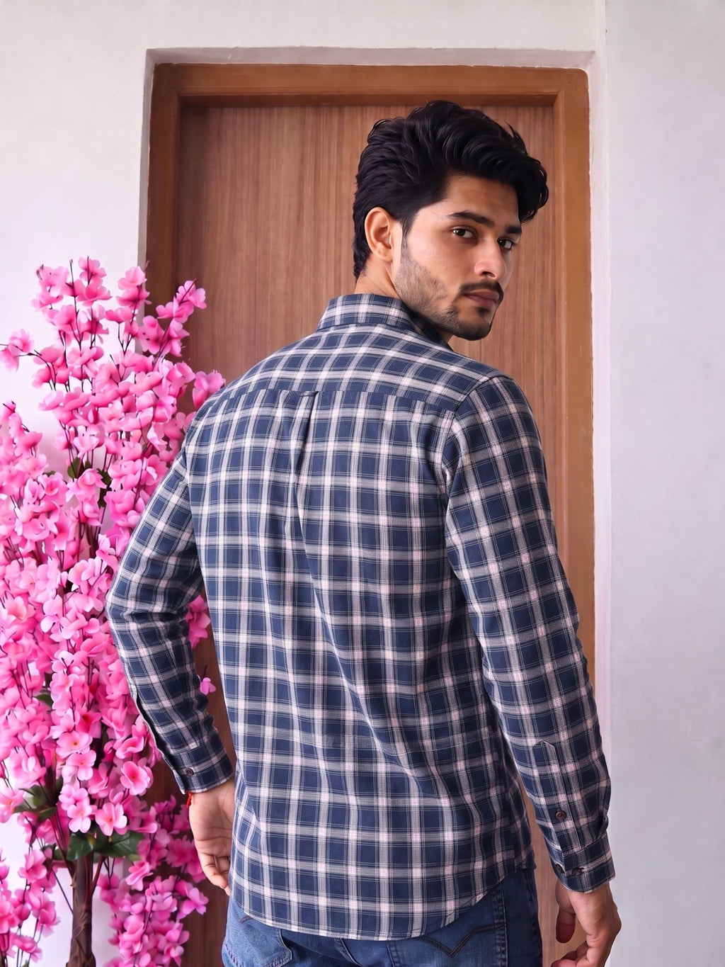 Navy Plaid Charm – Full Sleeve Cotton Shirt - Jaipuri Crown
