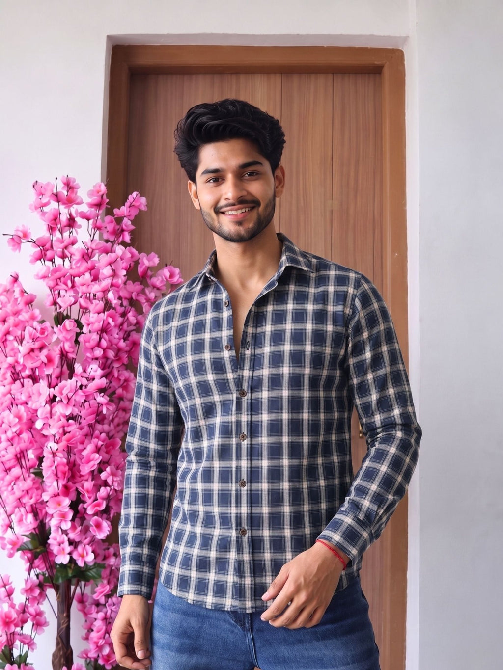 Navy Plaid Charm – Full Sleeve Cotton Shirt - Jaipuri Crown