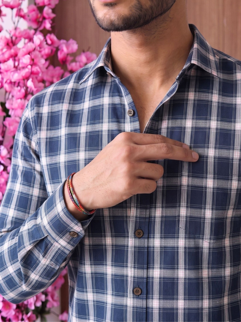 Navy Plaid Charm – Full Sleeve Cotton Shirt - Jaipuri Crown