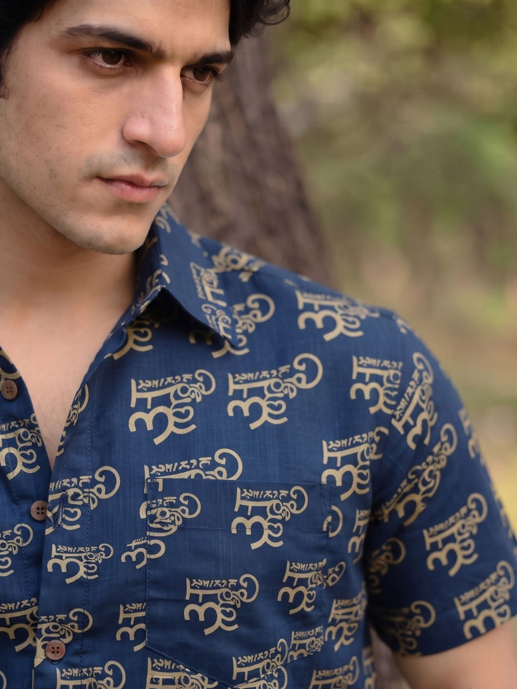 Navy Vibes – Half Sleeve Printed Cotton Shirt - Jaipuri Crown
