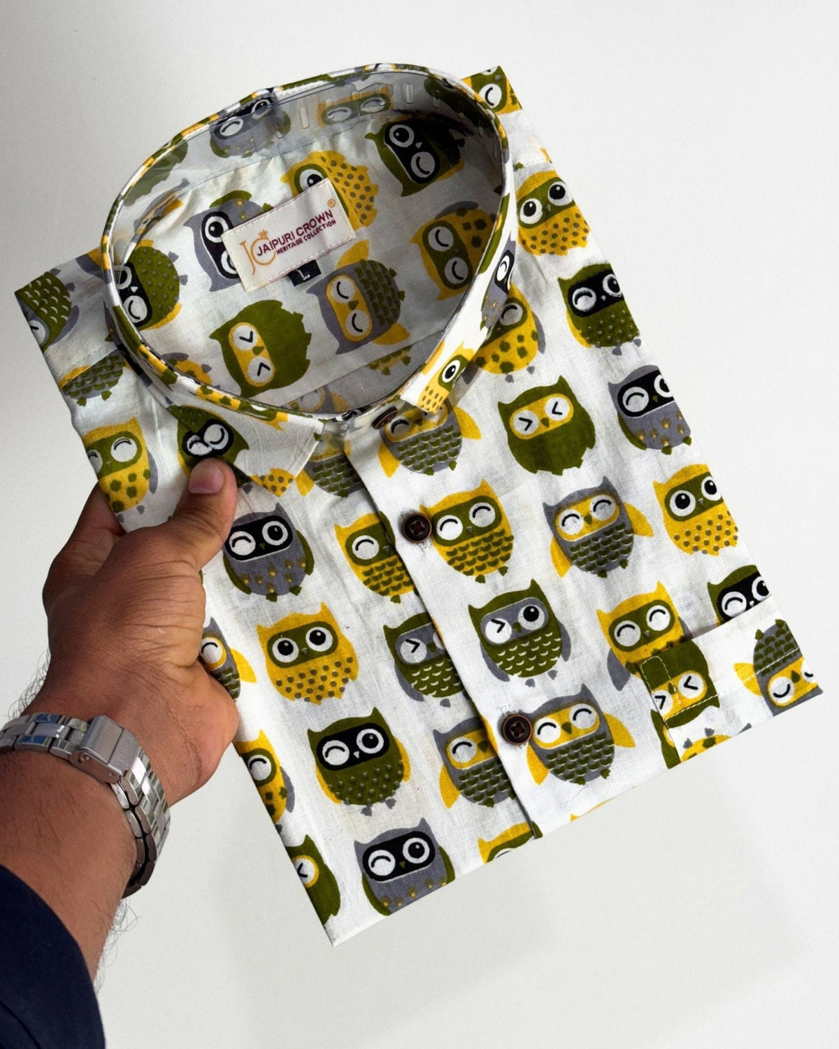 Night Owl – Half Sleeve Cotton Shirt - Jaipuri Crown