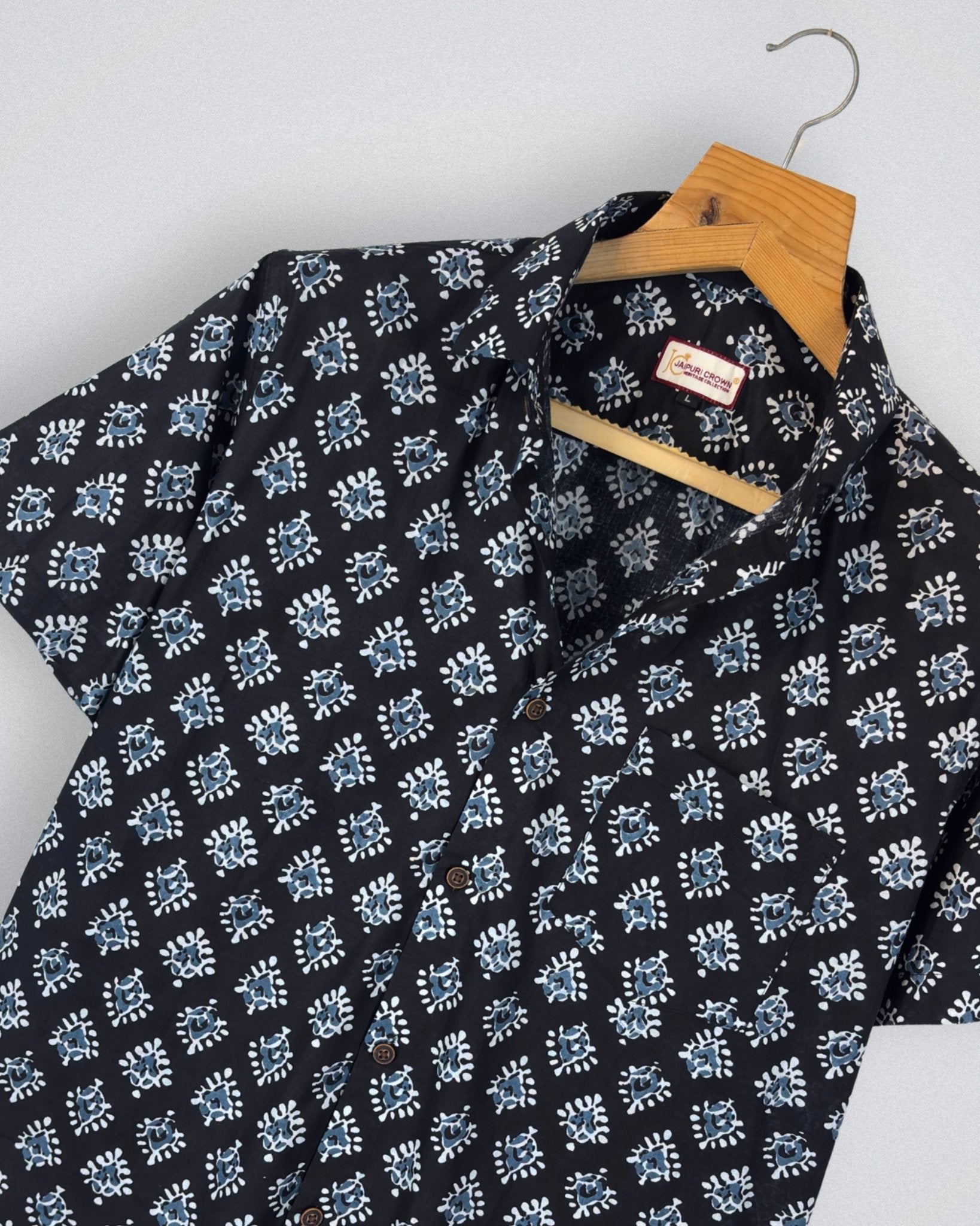 Noir Block – Heritage Cotton Half Sleeve - Jaipuri Crown