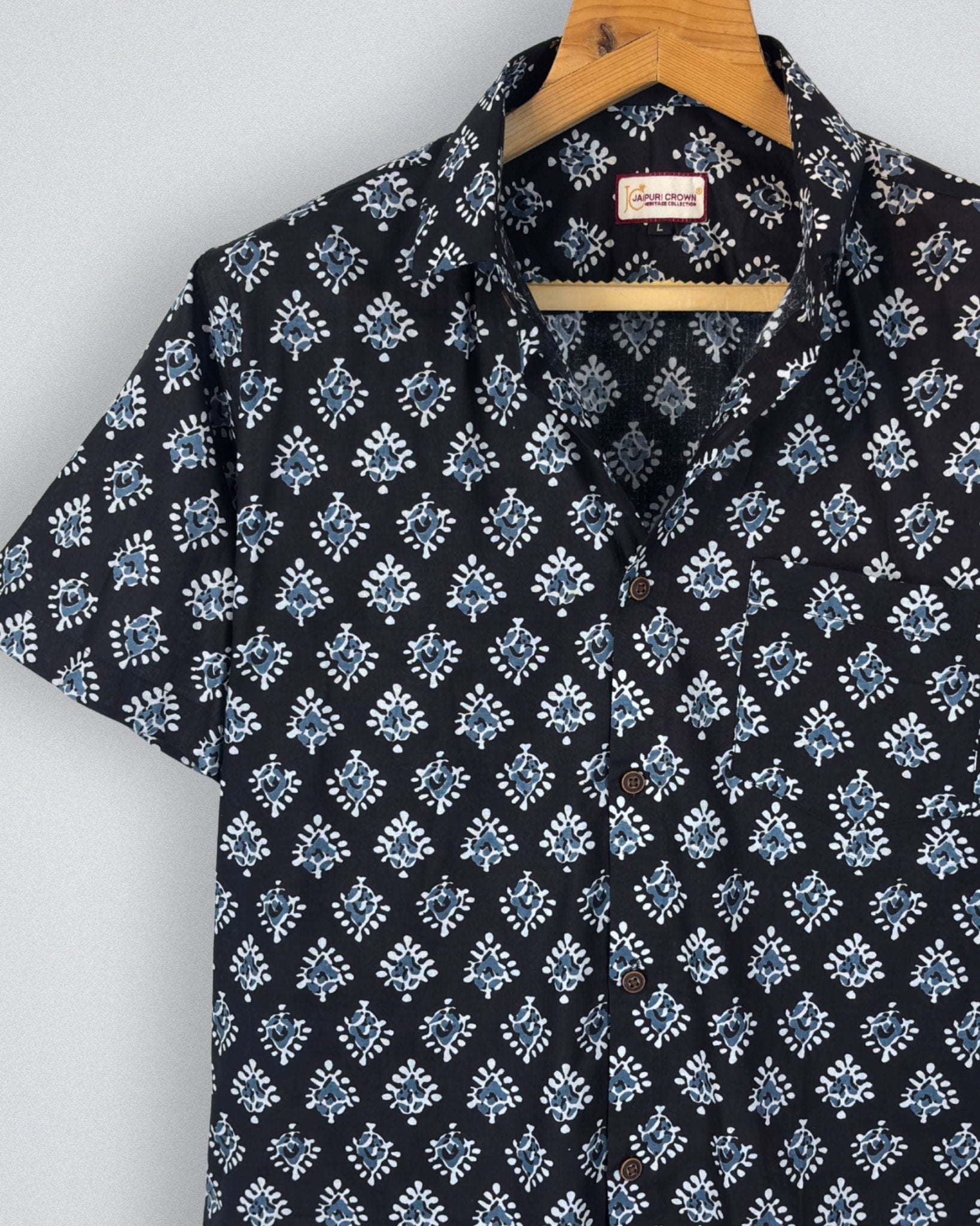 Noir Block – Heritage Cotton Half Sleeve - Jaipuri Crown