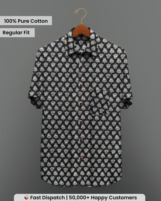 Noir Buta – Half Sleeve Cotton Shirt - Jaipuri Crown