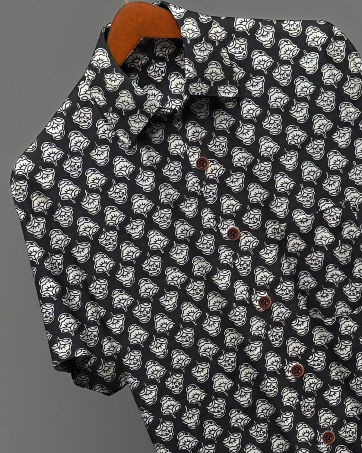 Noir Buta – Half Sleeve Cotton Shirt - Jaipuri Crown