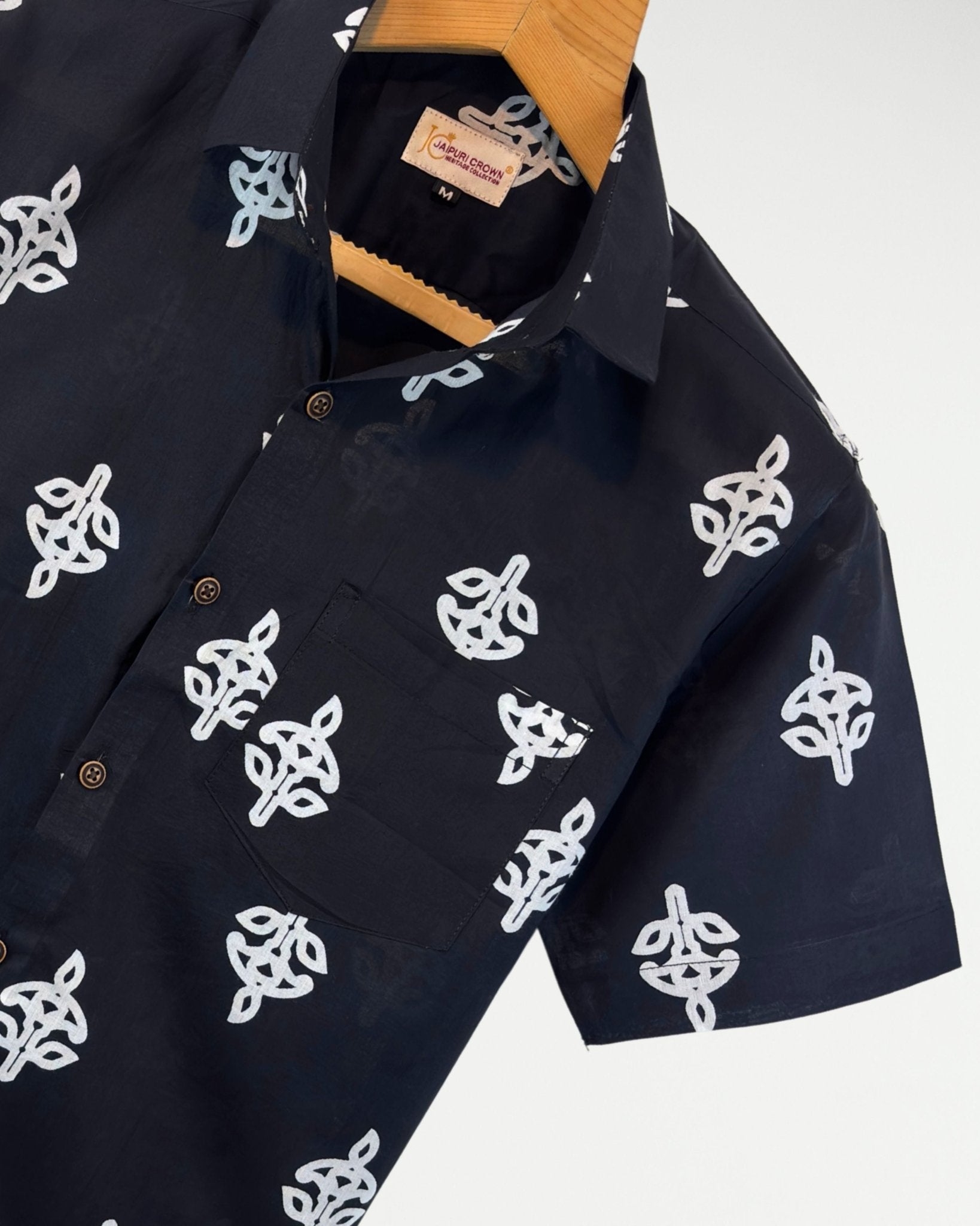 Noir Motif – Half Sleeve Cotton Shirt - Jaipuri Crown