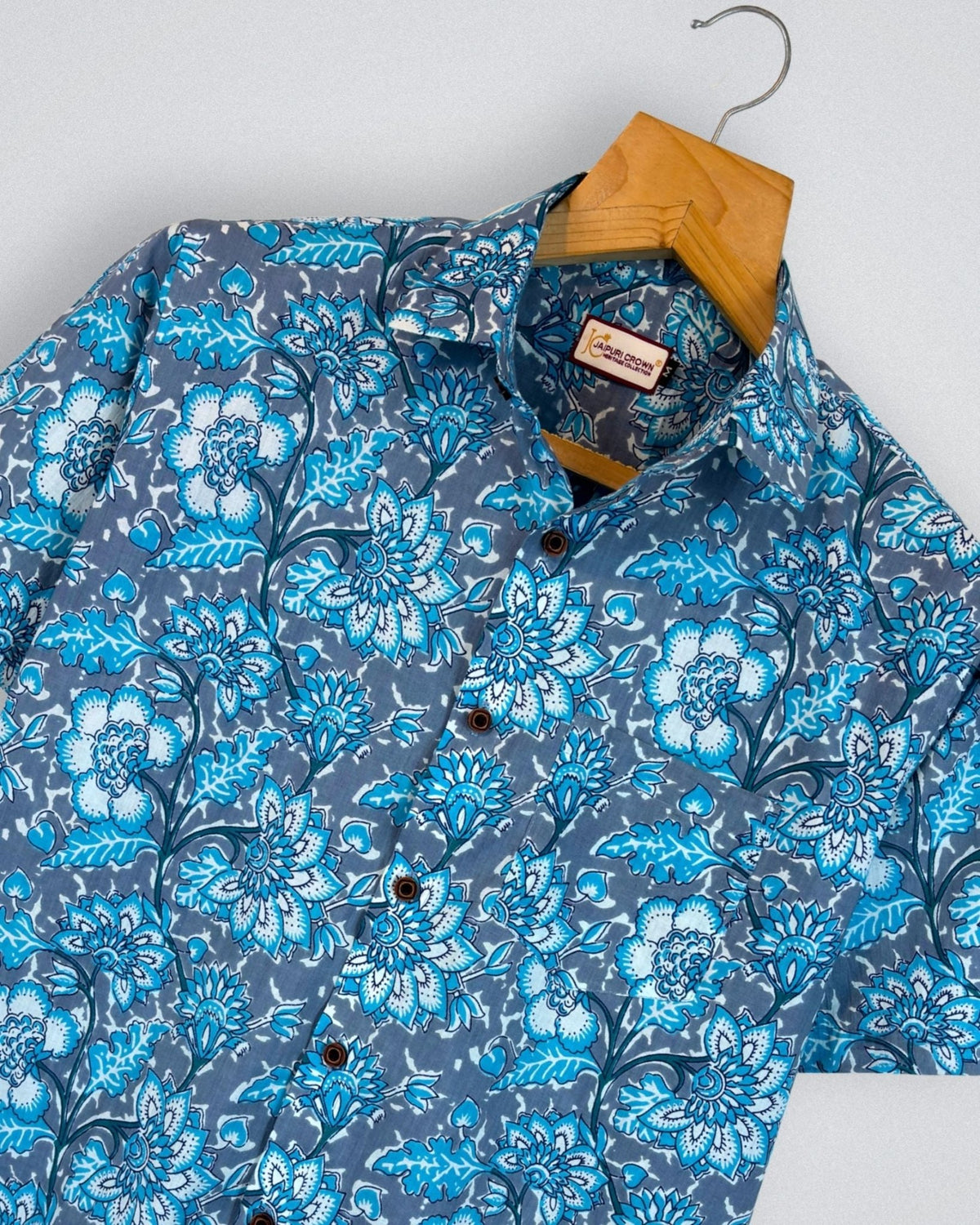 Ocean Bloom – Floral Printed Cotton Half Sleeve - Jaipuri Crown