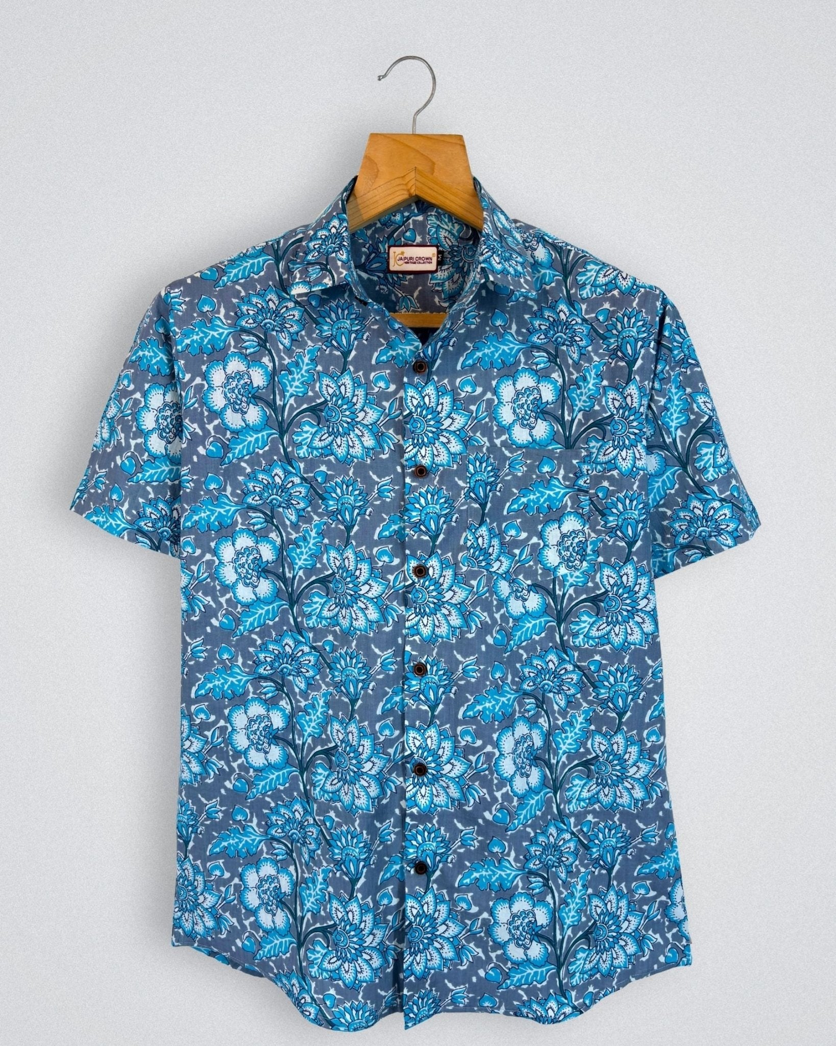 Ocean Bloom – Floral Printed Cotton Half Sleeve - Jaipuri Crown