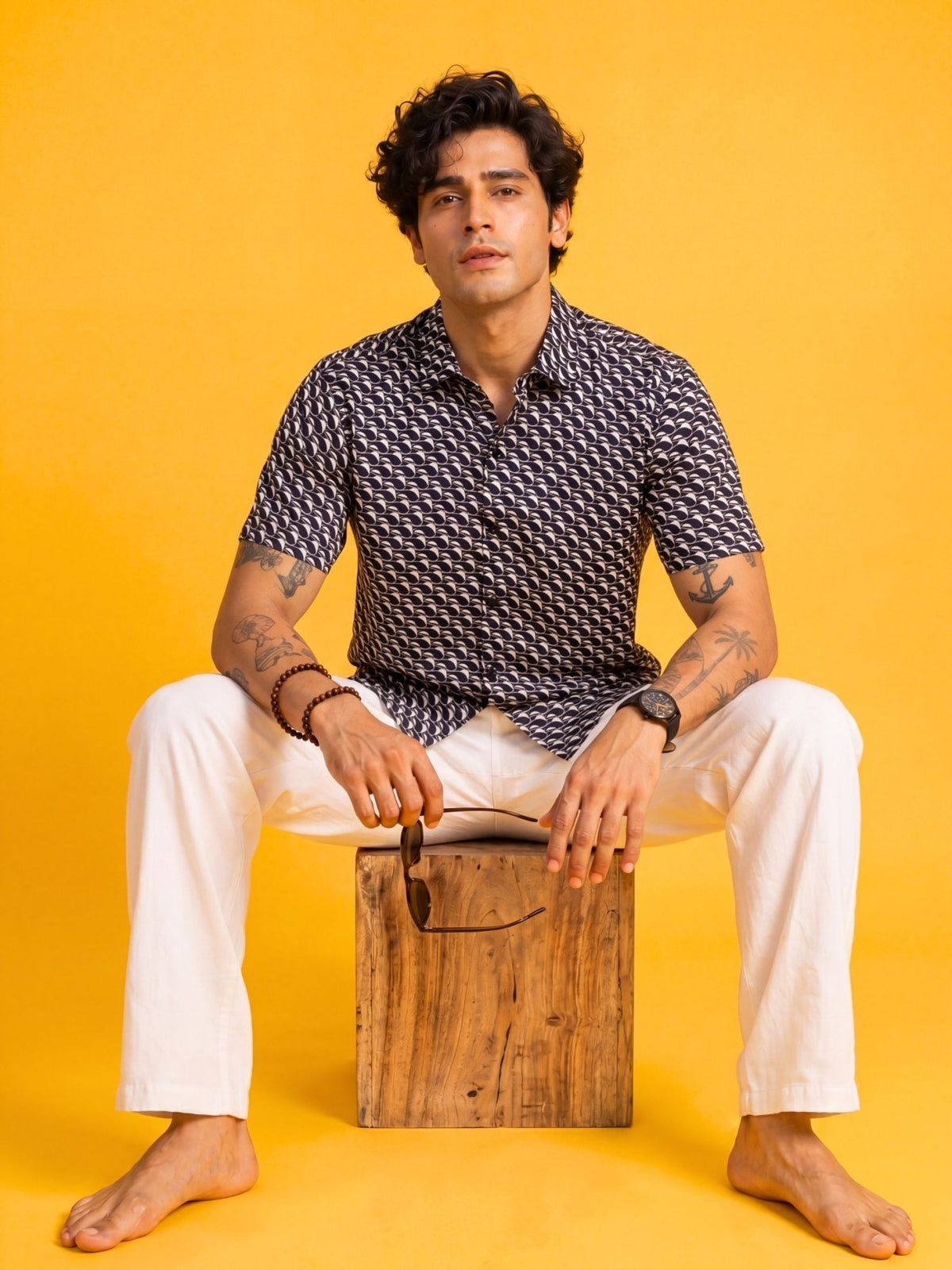 Ocean Drip — Blue Digital Printed Cotton Cambric Shirt | Jaipuri Crown - Jaipuri Crown