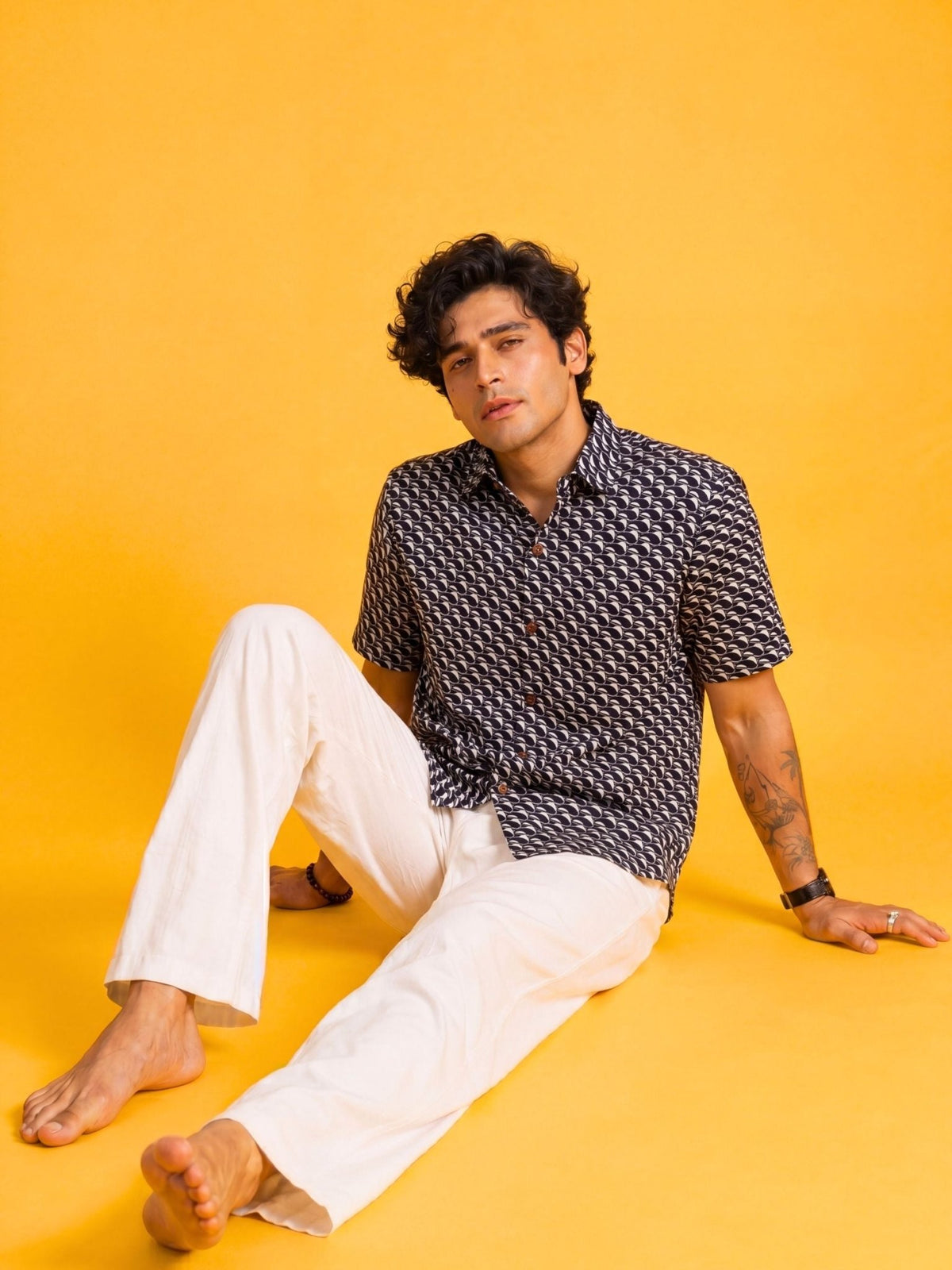 Ocean Drip — Blue Digital Printed Cotton Cambric Shirt | Jaipuri Crown - Jaipuri Crown