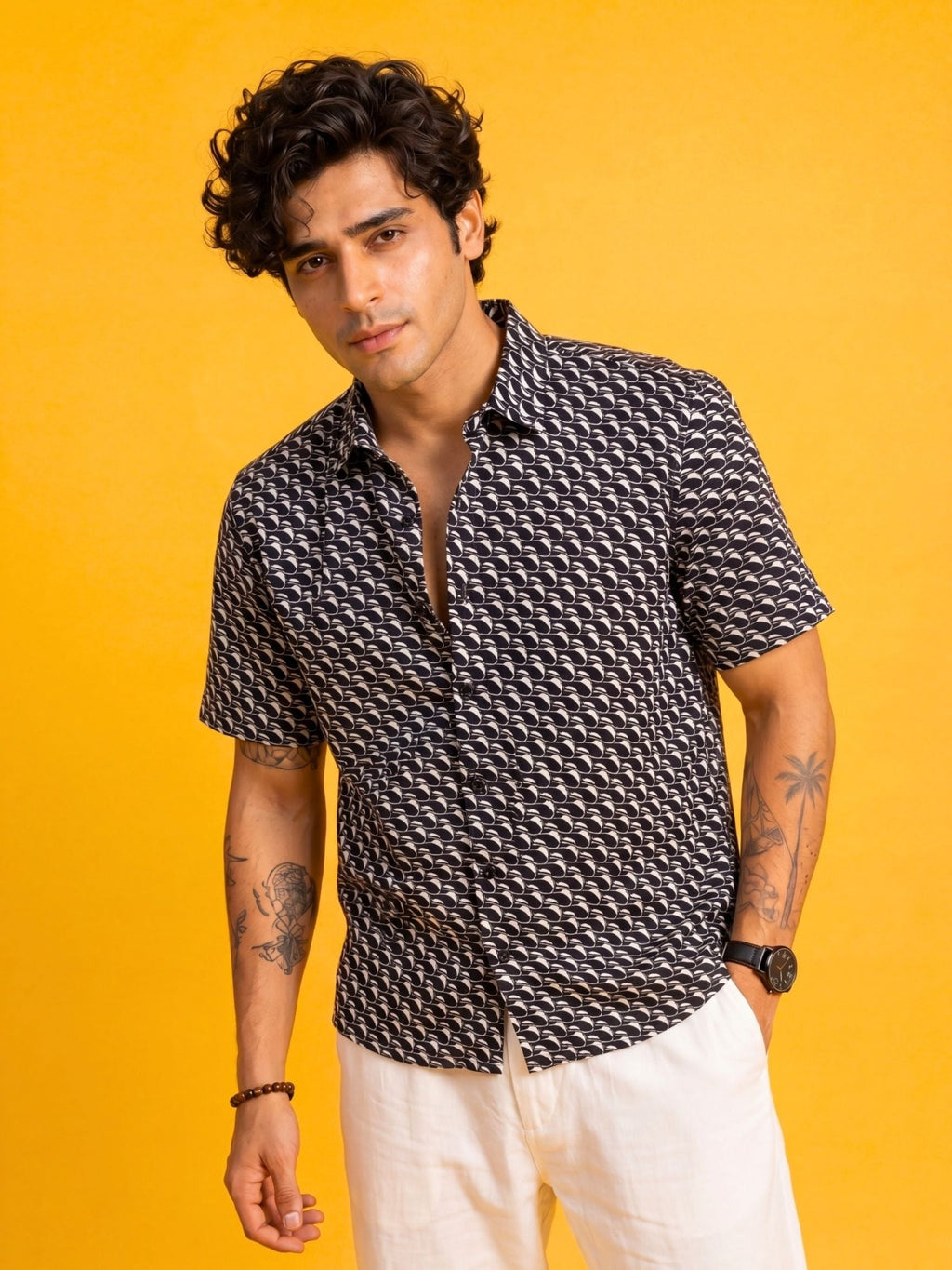 Ocean Drip — Blue Digital Printed Cotton Cambric Shirt | Jaipuri Crown - Jaipuri Crown