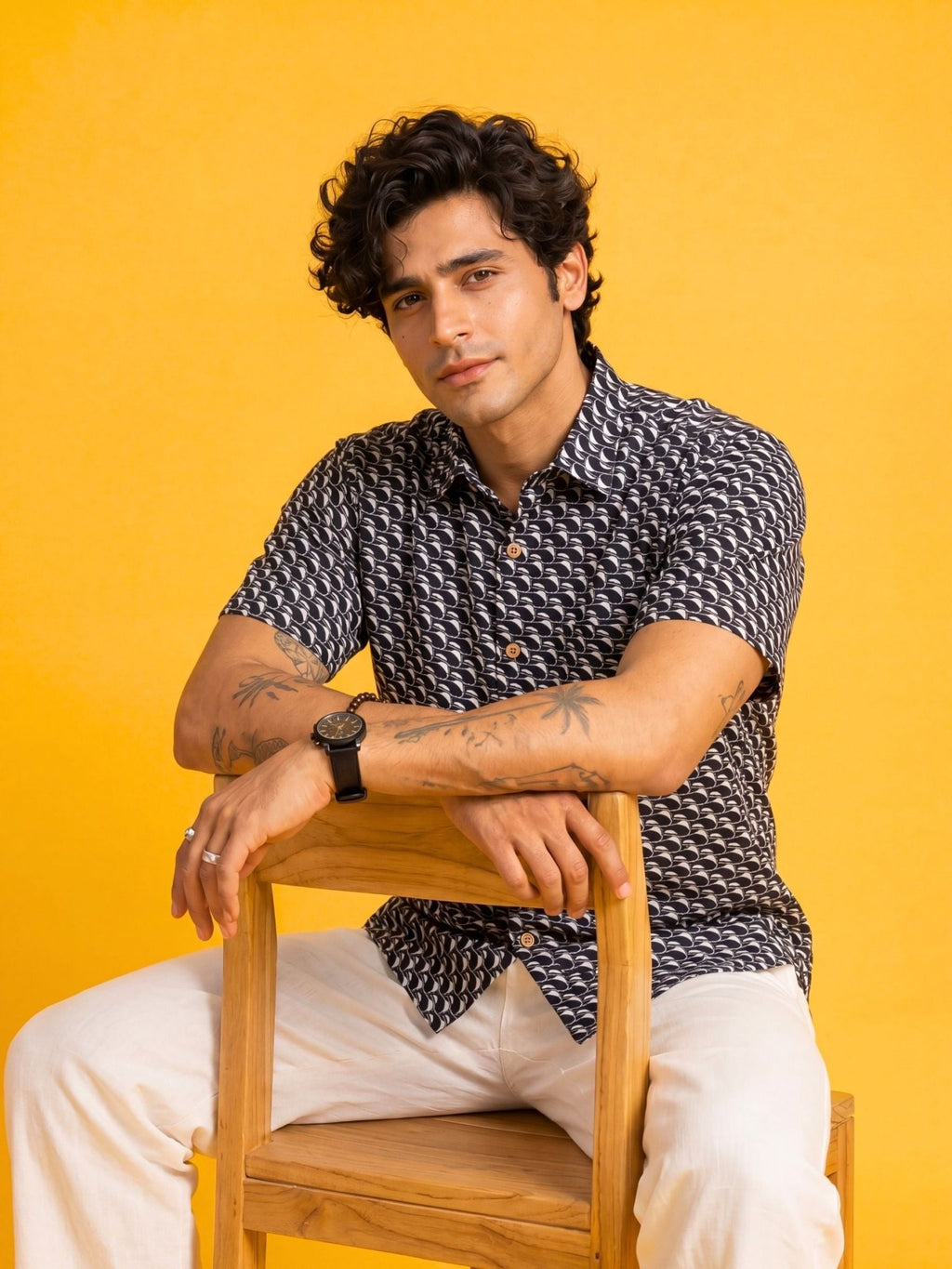 Ocean Drip — Blue Digital Printed Cotton Cambric Shirt | Jaipuri Crown - Jaipuri Crown
