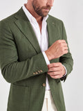 Olive Green Semi Linen Blazer for Men - Jaipuri Crown