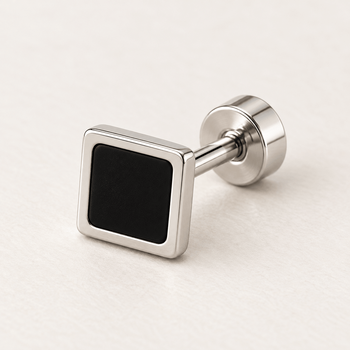 Onyx Edge Silver Stud Earring - Men's Jewellery - Jaipuri Crown