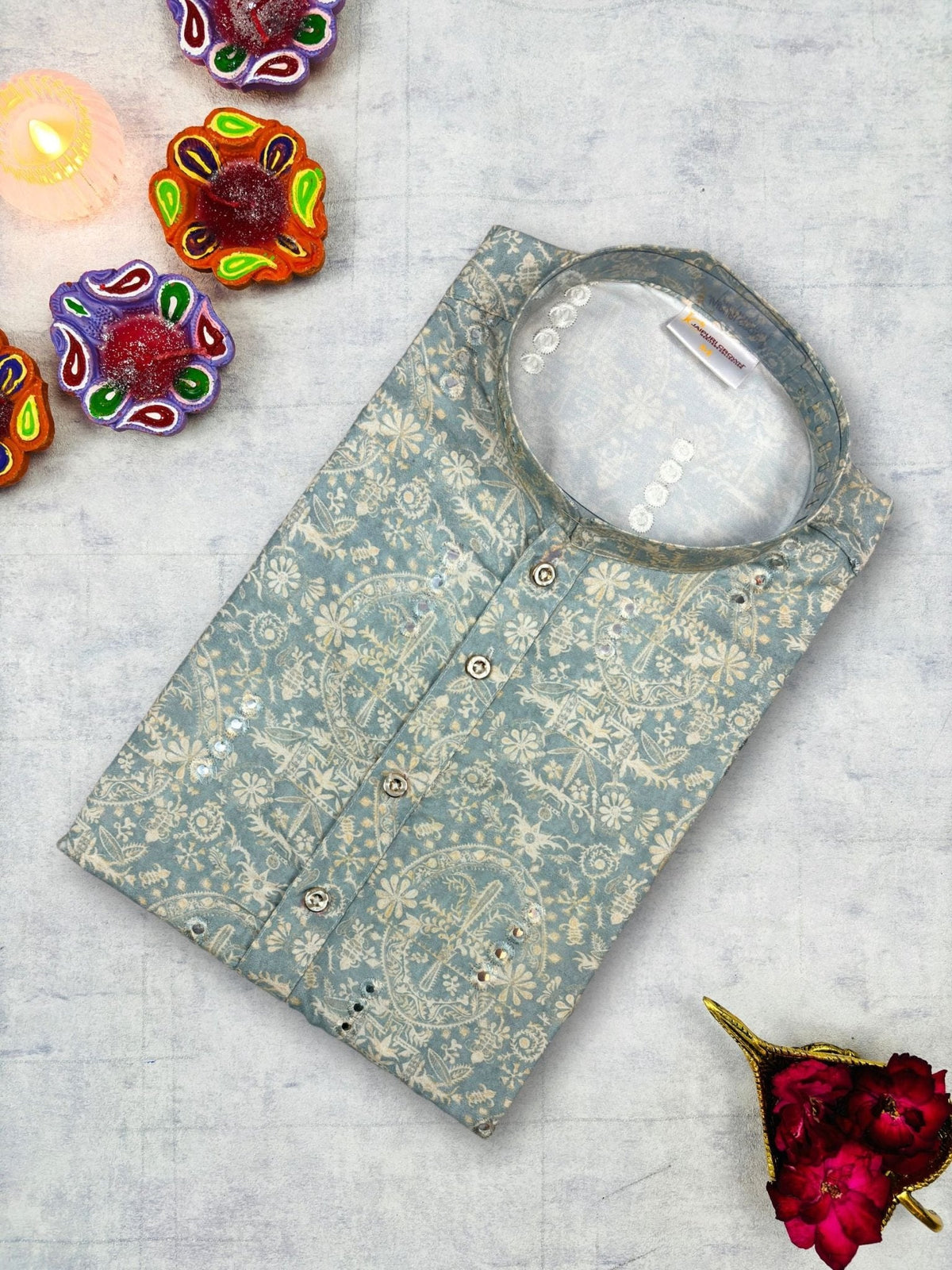 Pacific Mirror Work Kurta - Jaipuri Crown
