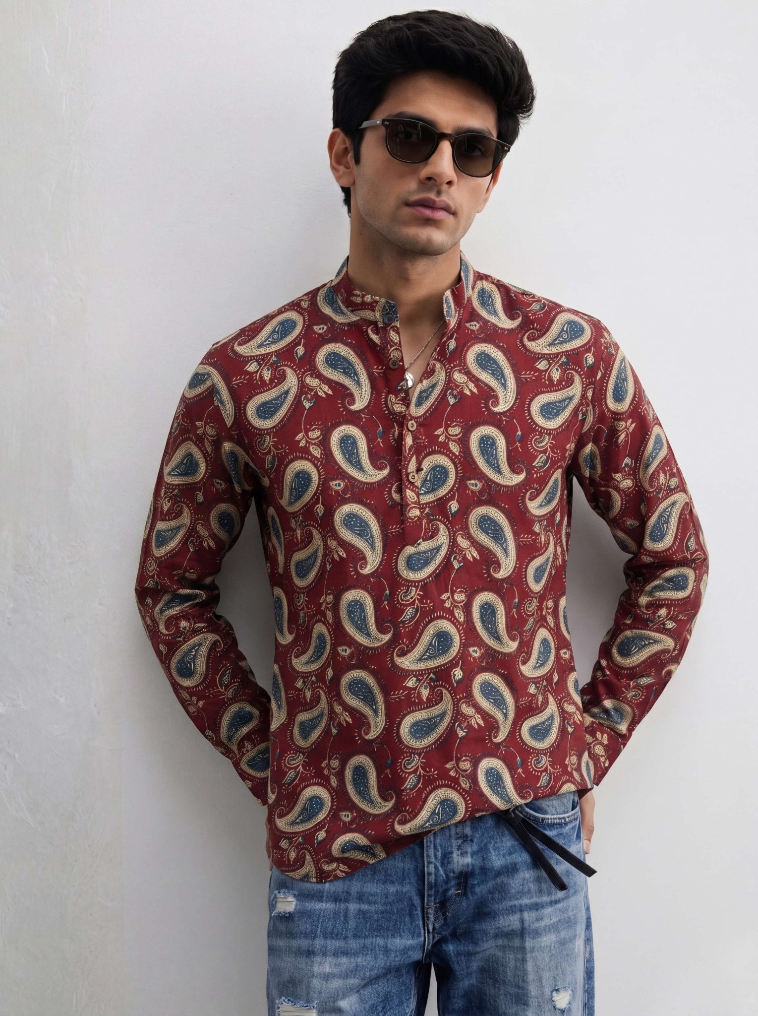 Paisley Charm – Printed Cotton Short Kurta - Jaipuri Crown