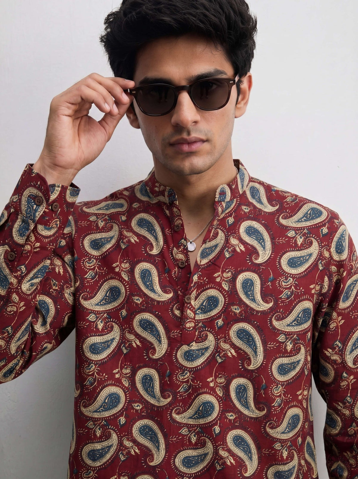 Paisley Charm – Printed Cotton Short Kurta - Jaipuri Crown