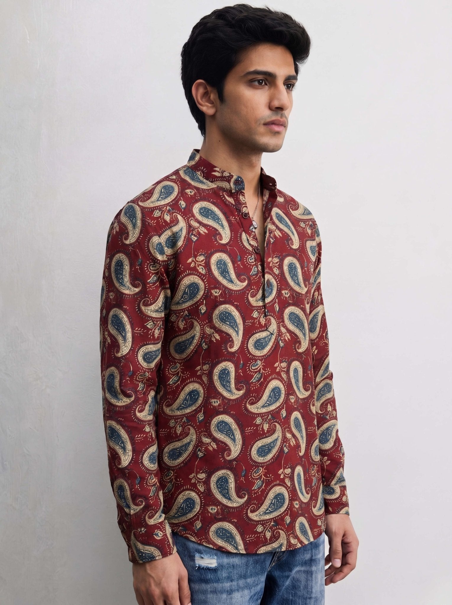 Paisley Charm – Printed Cotton Short Kurta - Jaipuri Crown