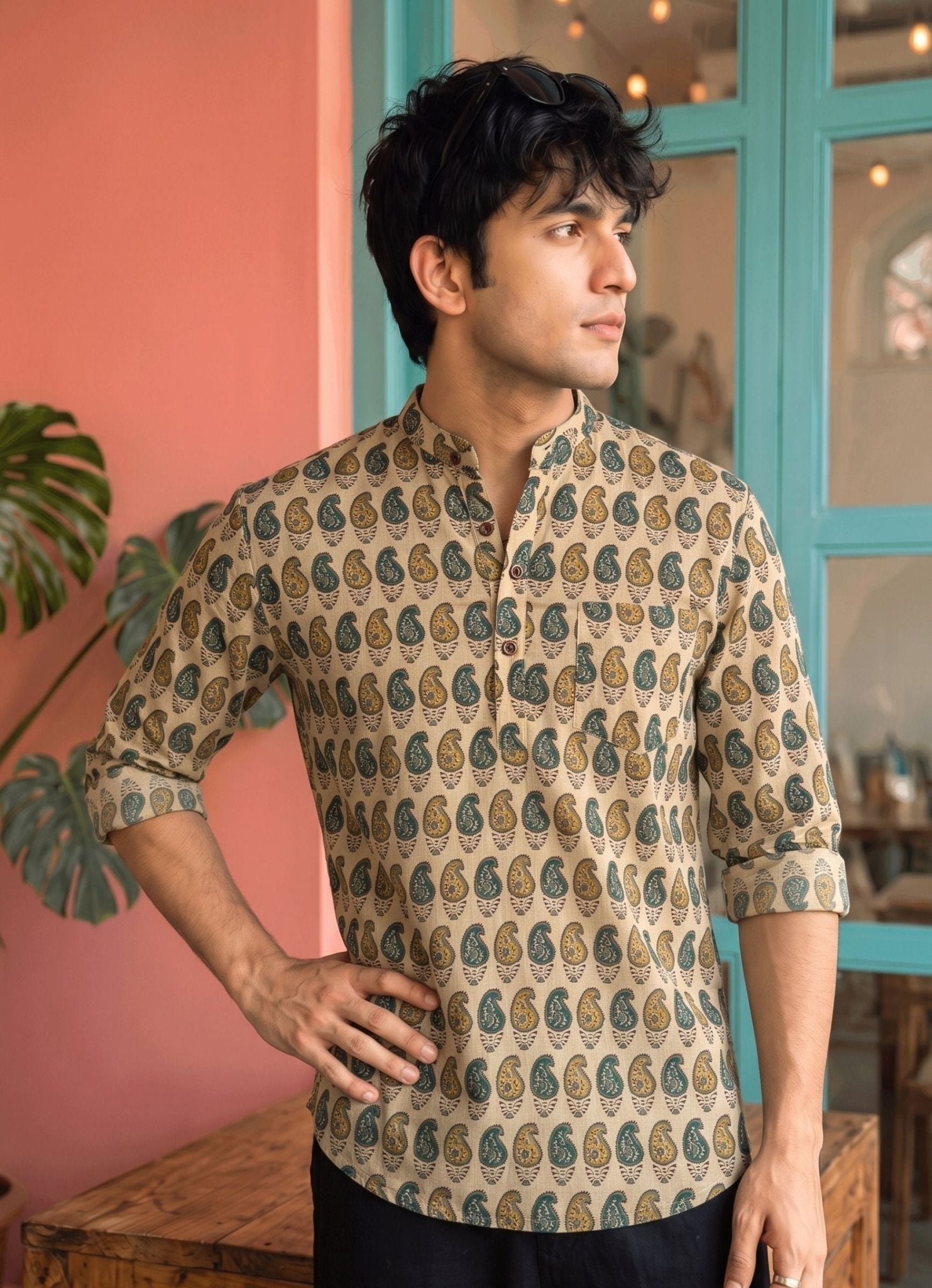 Paisley Dreams – Printed Cotton Short Kurta - Jaipuri Crown