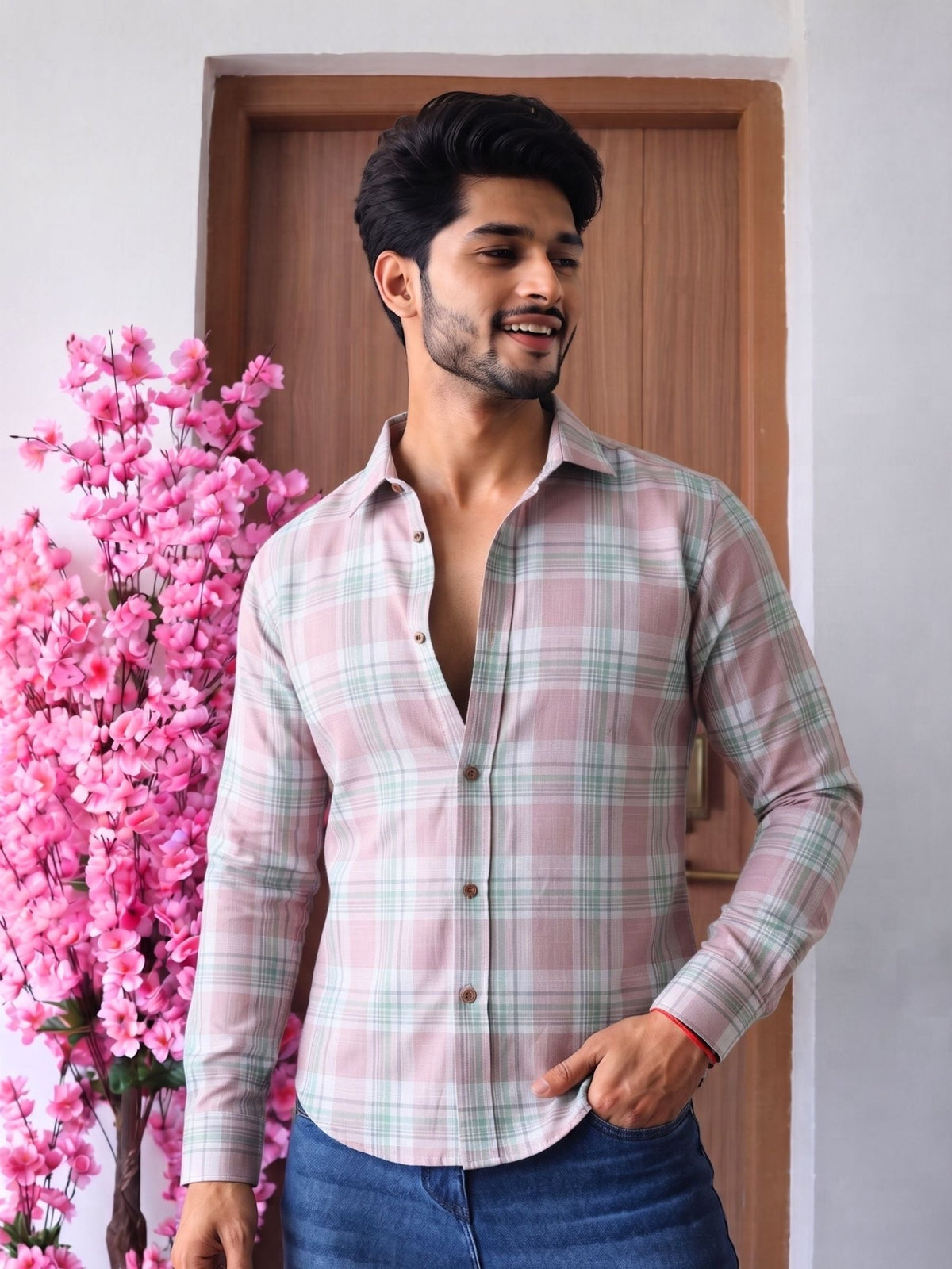 Pastel Checks – Printed Cotton Full Sleeve Shirt - Jaipuri Crown