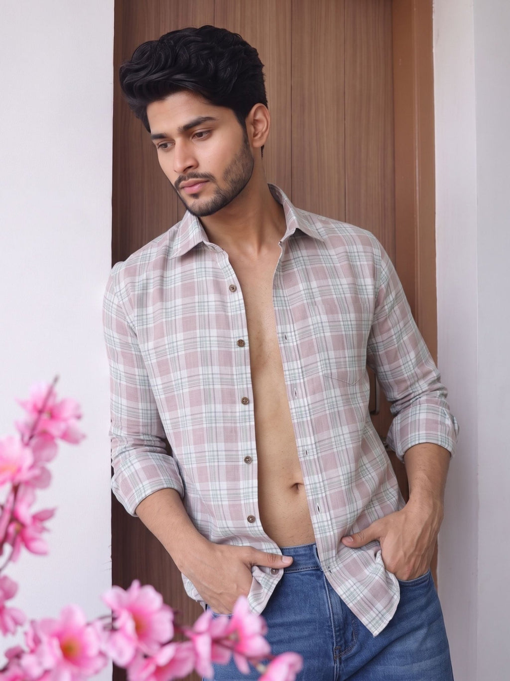 Pastel Checks – Printed Cotton Full Sleeve Shirt - Jaipuri Crown