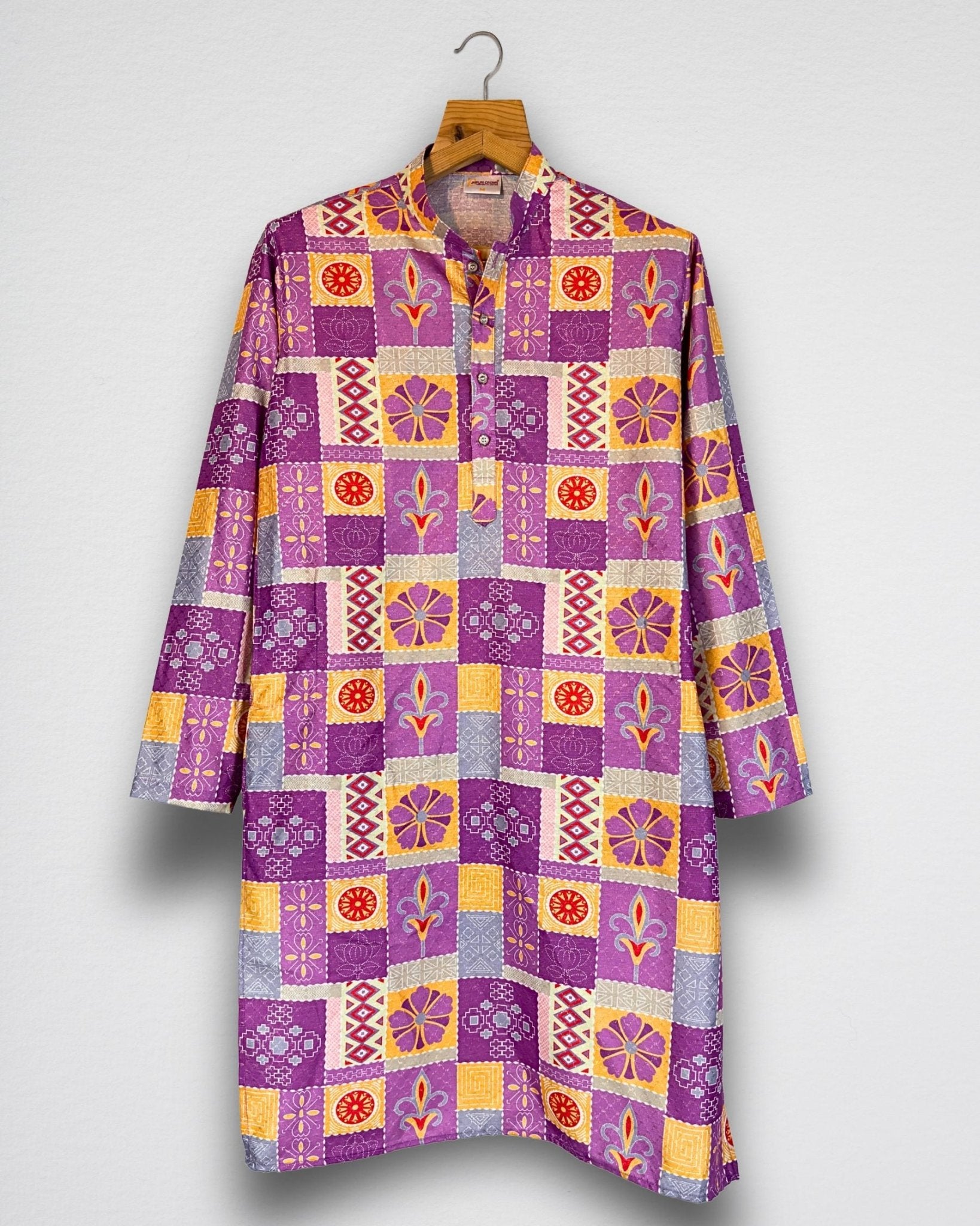 Patchwork Block PrintKurta with Zari Work - Jaipuri Crown