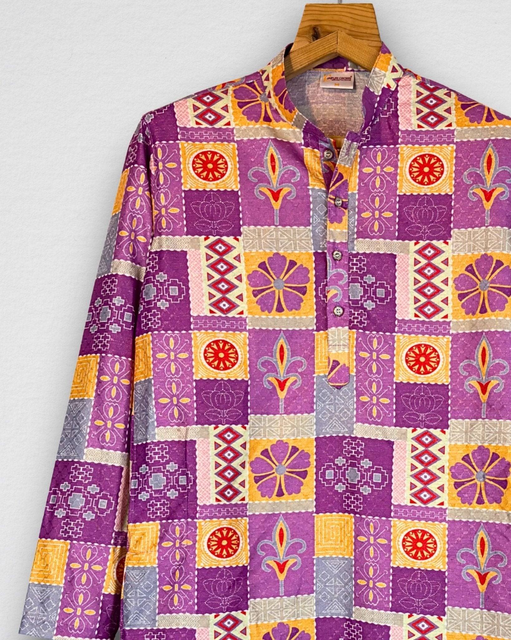 Patchwork Block PrintKurta with Zari Work - Jaipuri Crown