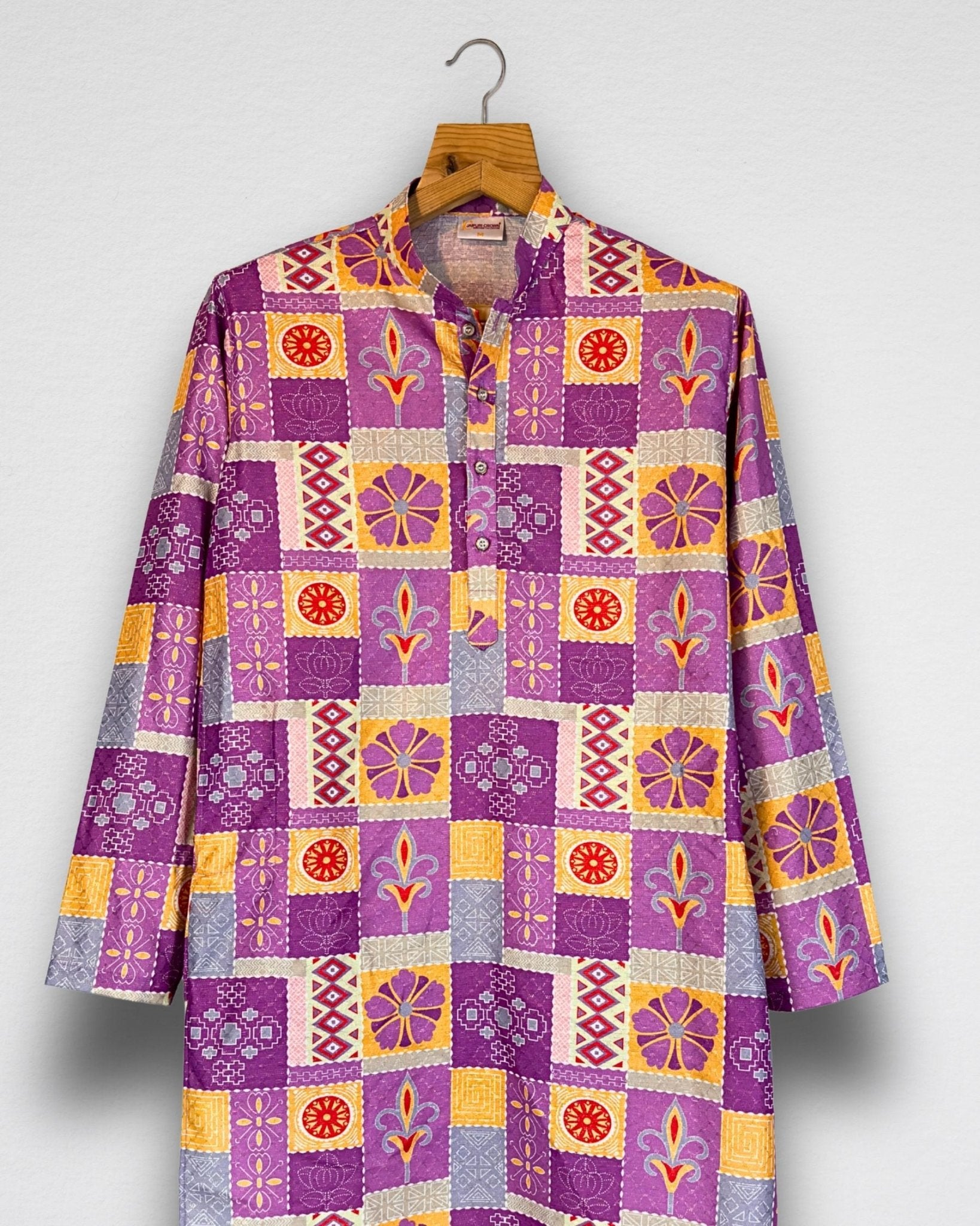 Patchwork Block PrintKurta with Zari Work - Jaipuri Crown