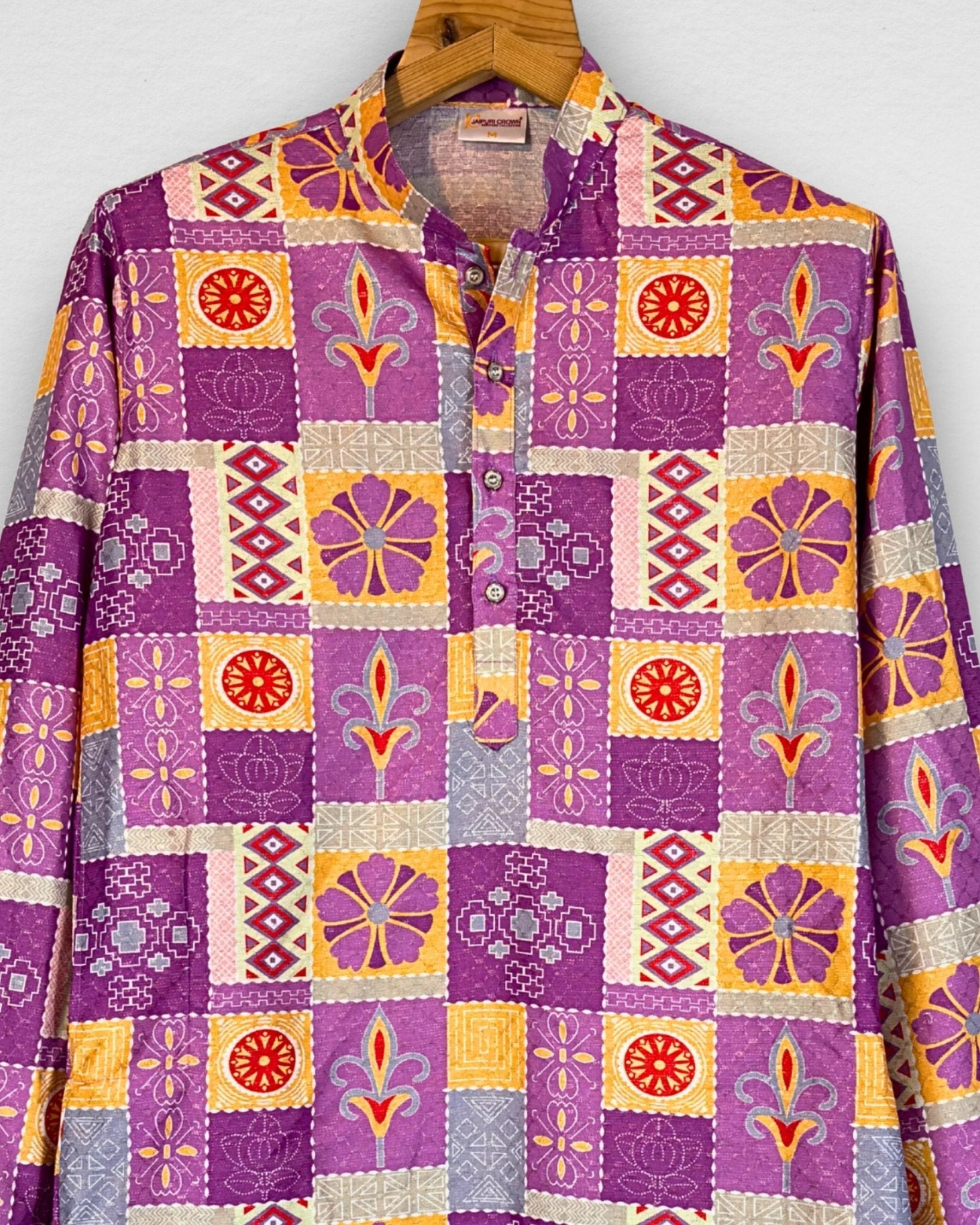 Patchwork Block PrintKurta with Zari Work - Jaipuri Crown