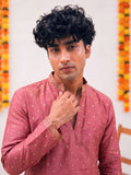 Peach Pink Zari Work – Textured Designer Long Kurta - Jaipuri Crown
