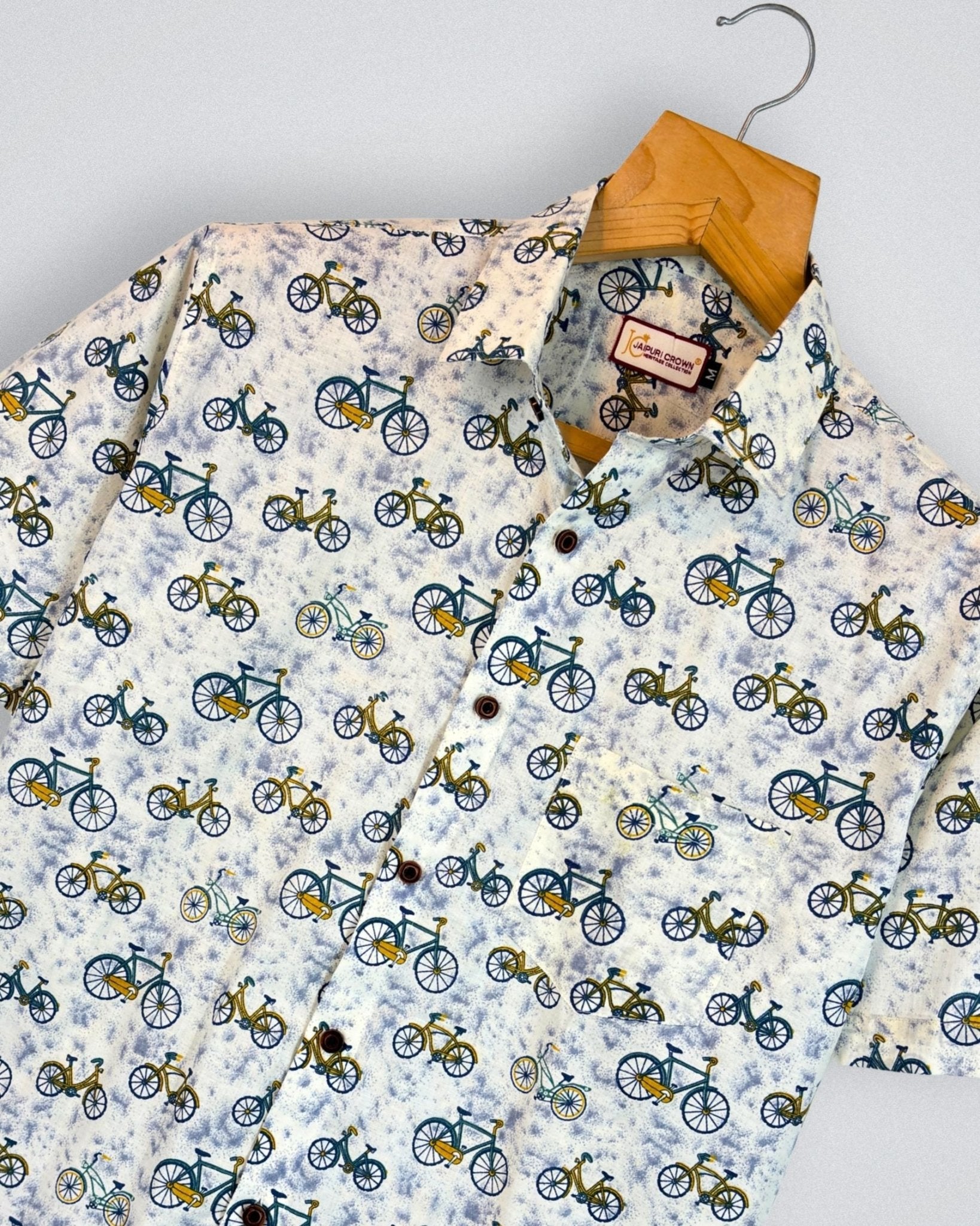Pedal Tales – Bicycle Printed Cotton Half Sleeve - Jaipuri Crown
