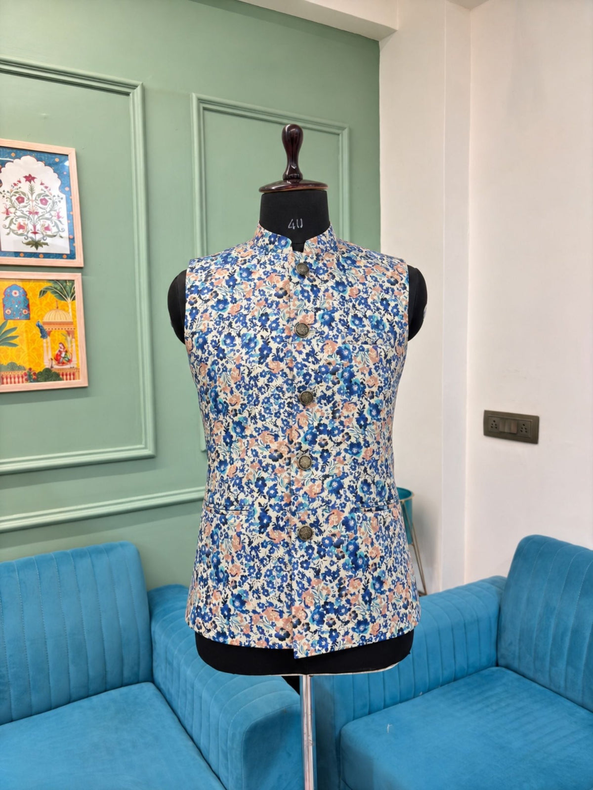 Phulkari Paragon Nehru Jacket - Jaipuri Crown