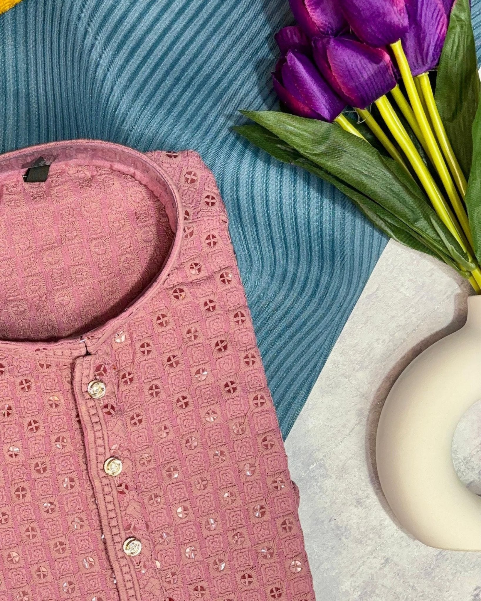 Pink Lucknowi Kurta - Jaipuri Crown
