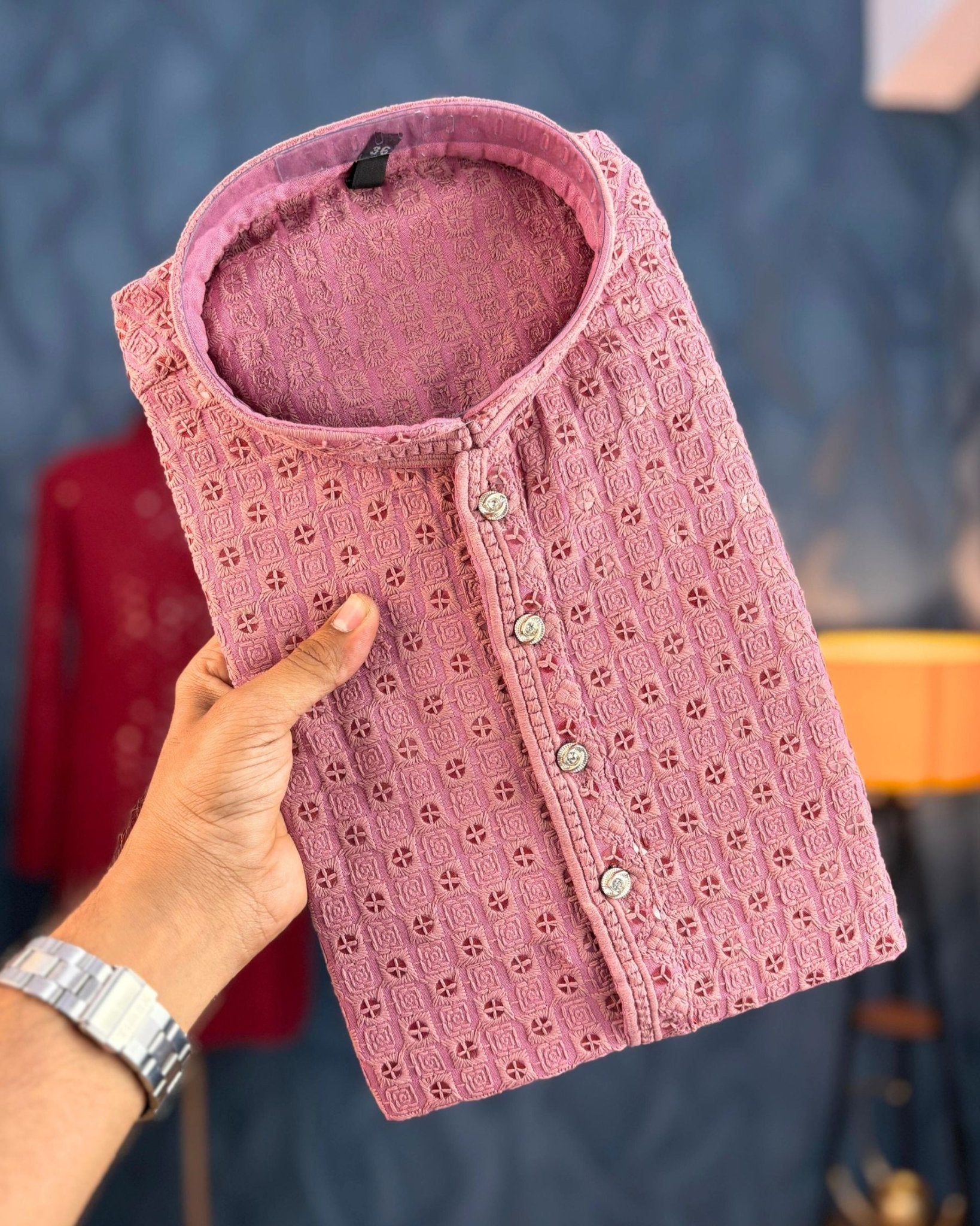 Pink Lucknowi Kurta - Jaipuri Crown