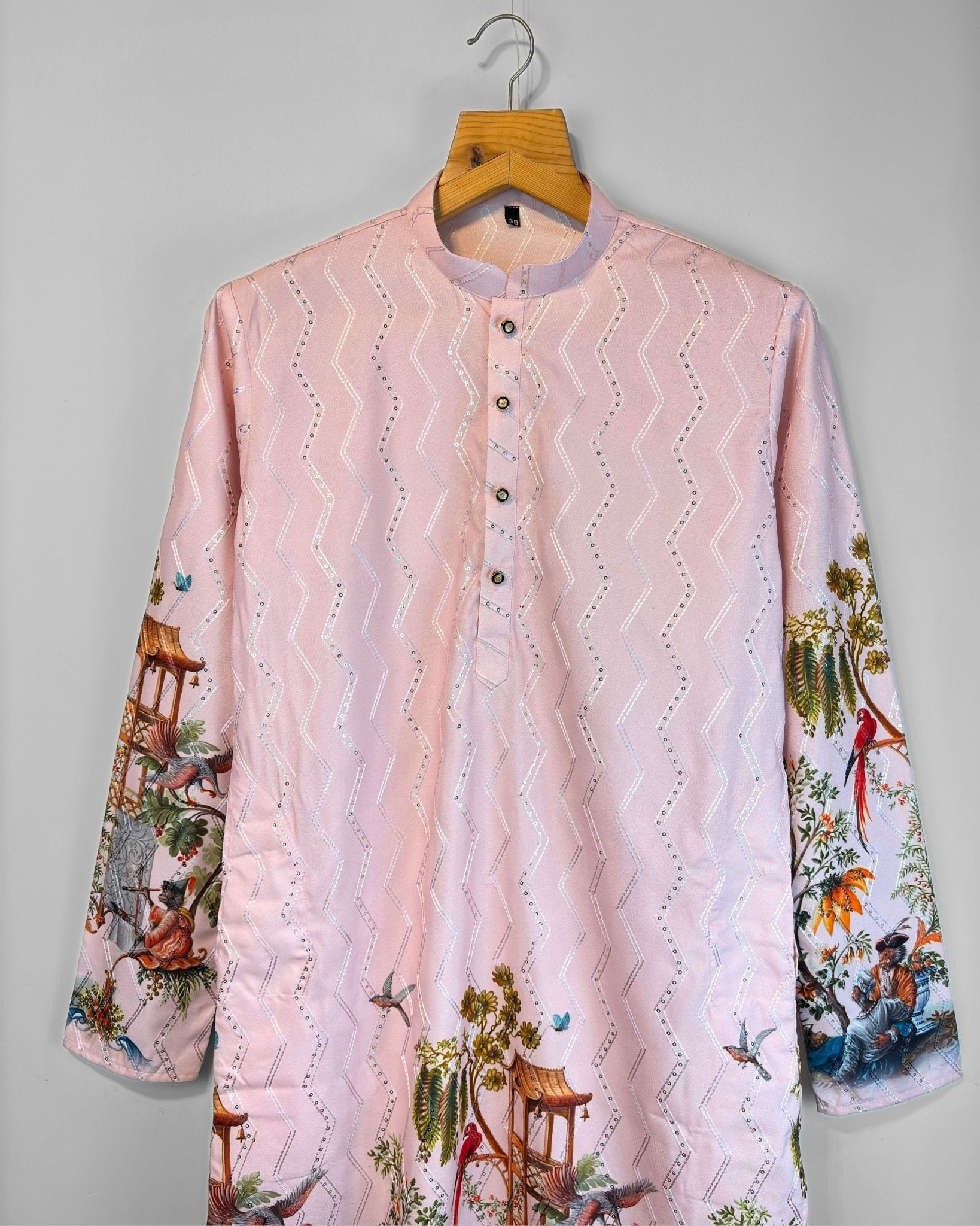 Pink Pavilion – Printed Kurta for Men - Jaipuri Crown