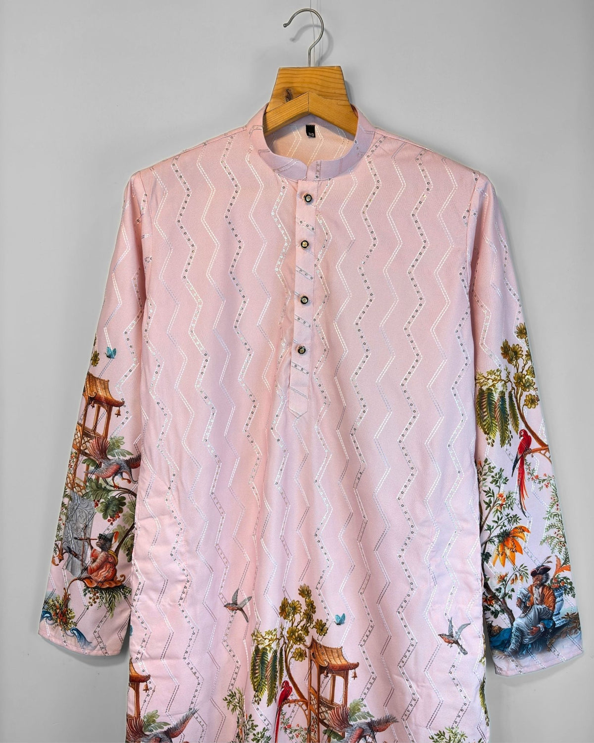 Pink Pavilion – Printed Kurta for Men - Jaipuri Crown