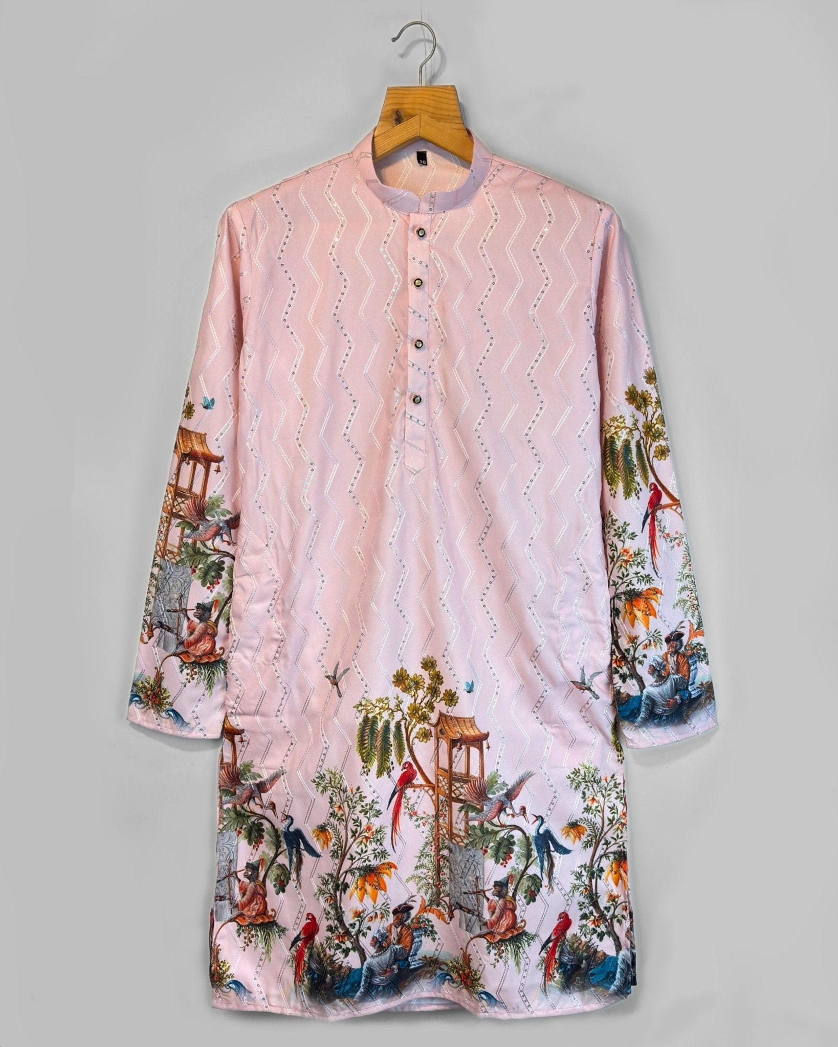 Pink Pavilion – Printed Kurta for Men - Jaipuri Crown